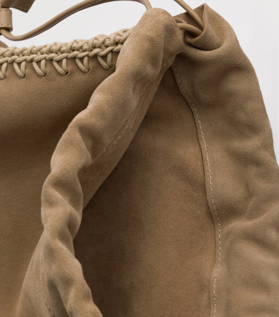 Prada Suede Drawstring Wish Pouch Neutral Image 5