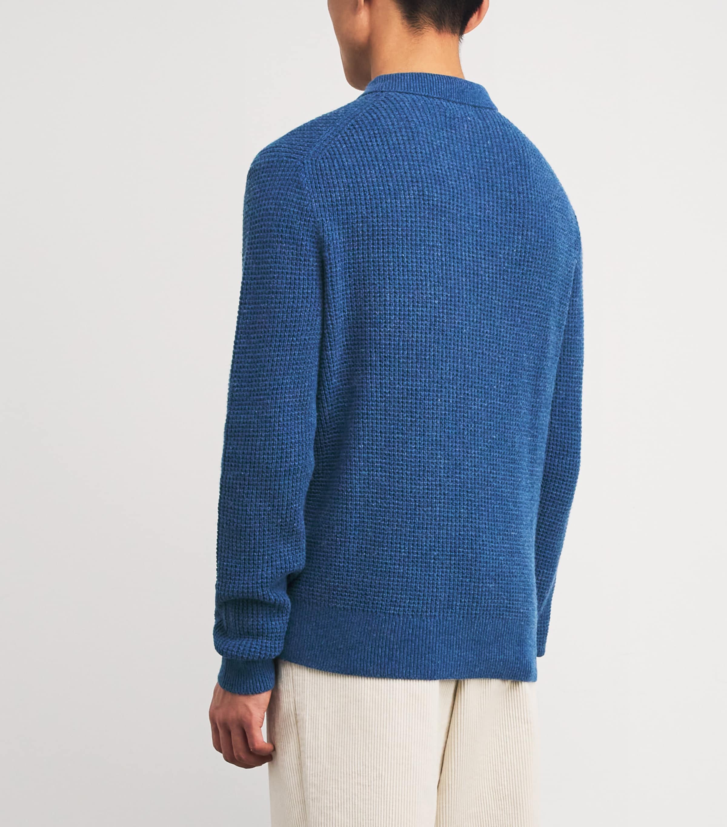 Wool-Cotton Polo Sweater SEA SALT BLUE HTHR Image 4