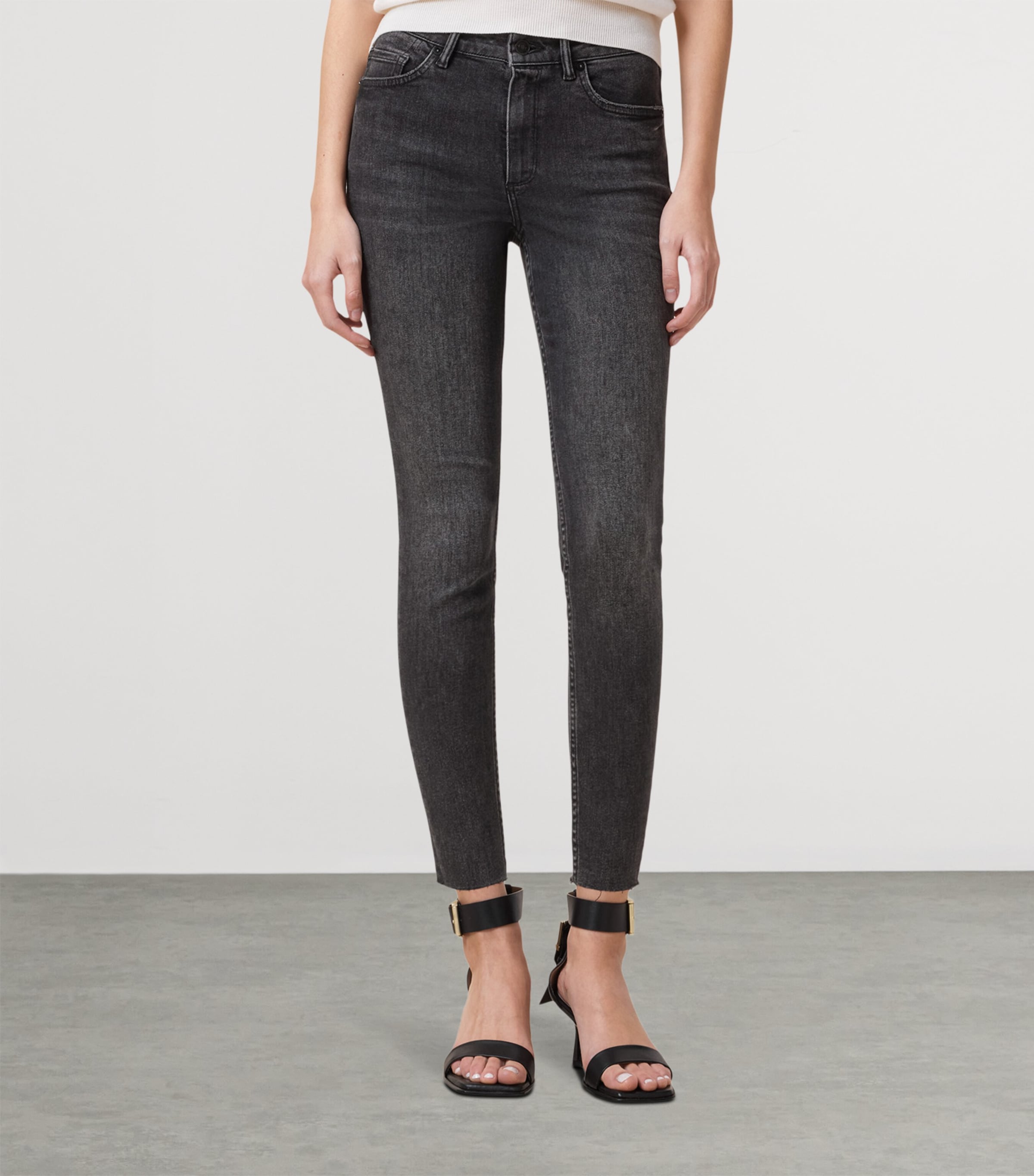 AllSaints Womens Miller Push-Up Skinny Jeans Washed Black Image 5