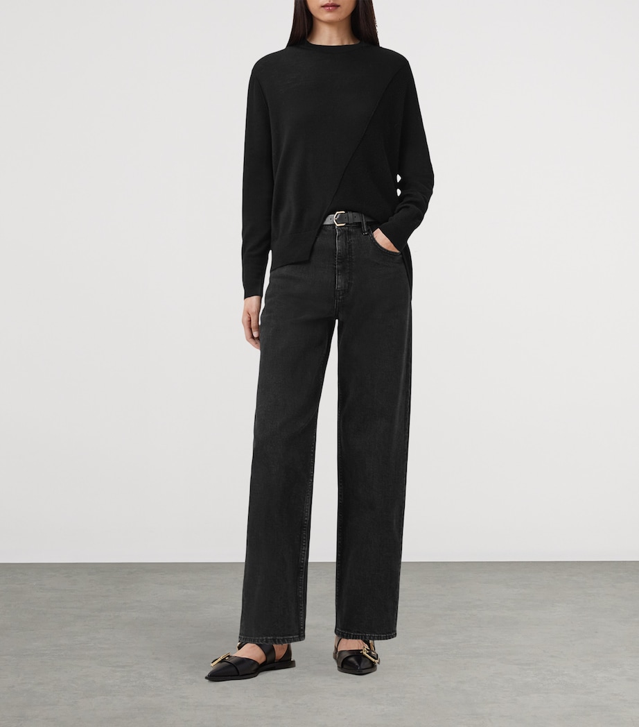 Wool Asymmetric Isla Sweater BLACK Image 6