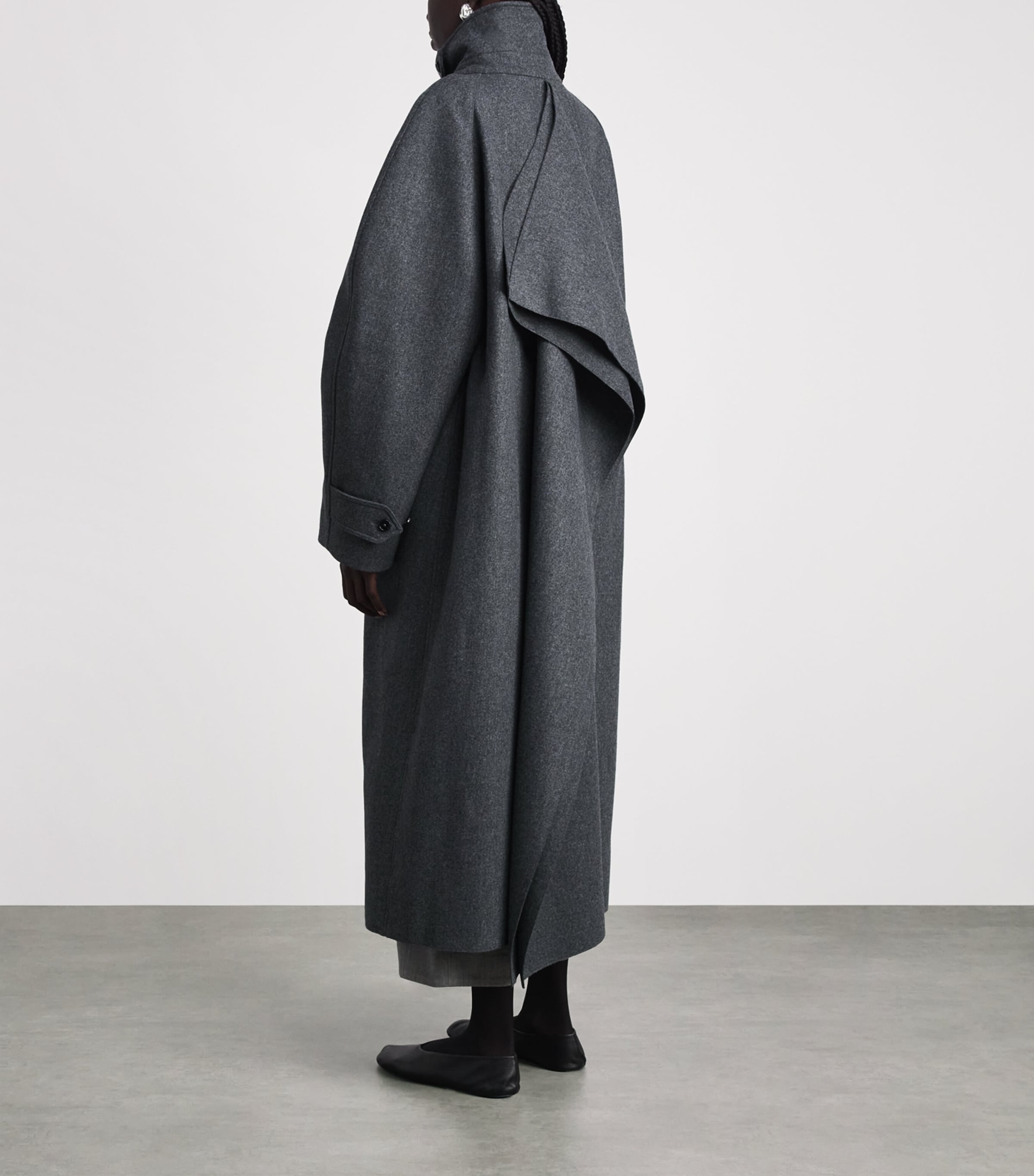 Jil Sander Womens Wool-Blend Oversized Coat Fog Image 5