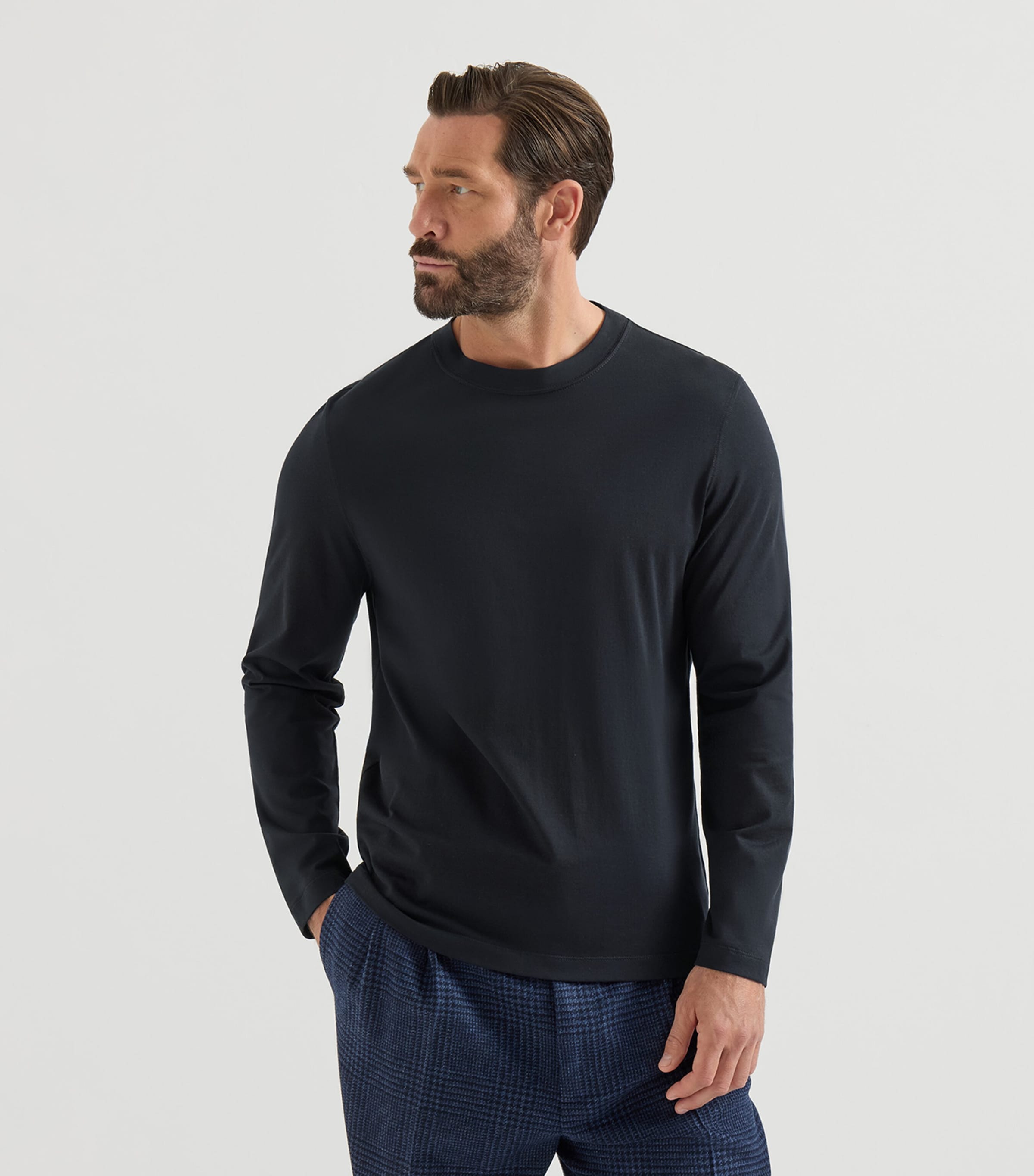 Brunello Cucinelli Mens Cotton Long-Sleeve T-Shirt Blue Image 4