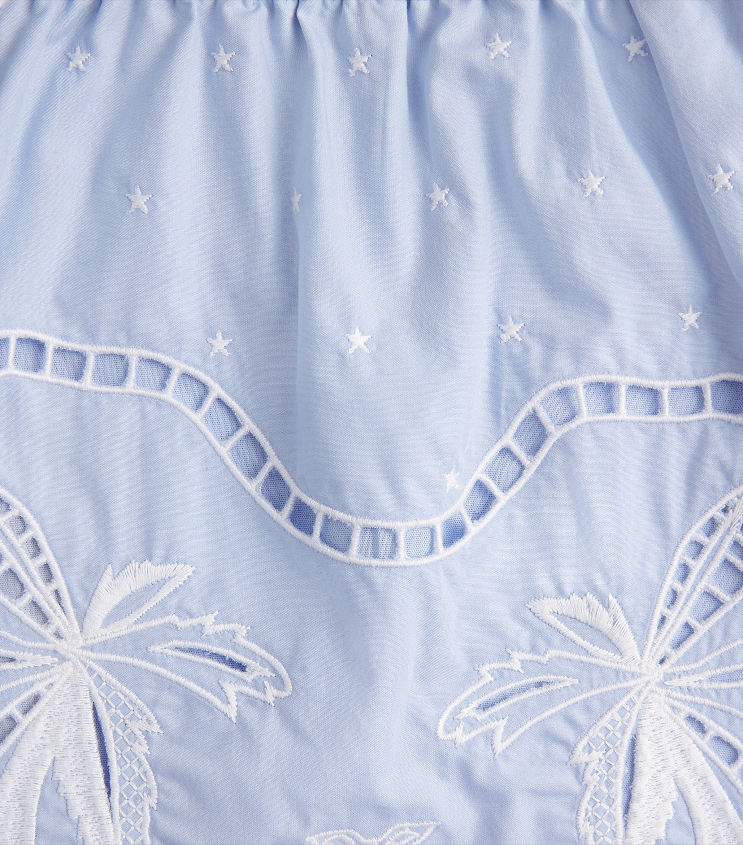 Sandro Paris Womens Cotton Embroidered Open-Work Shorts Sky Blue Image 6