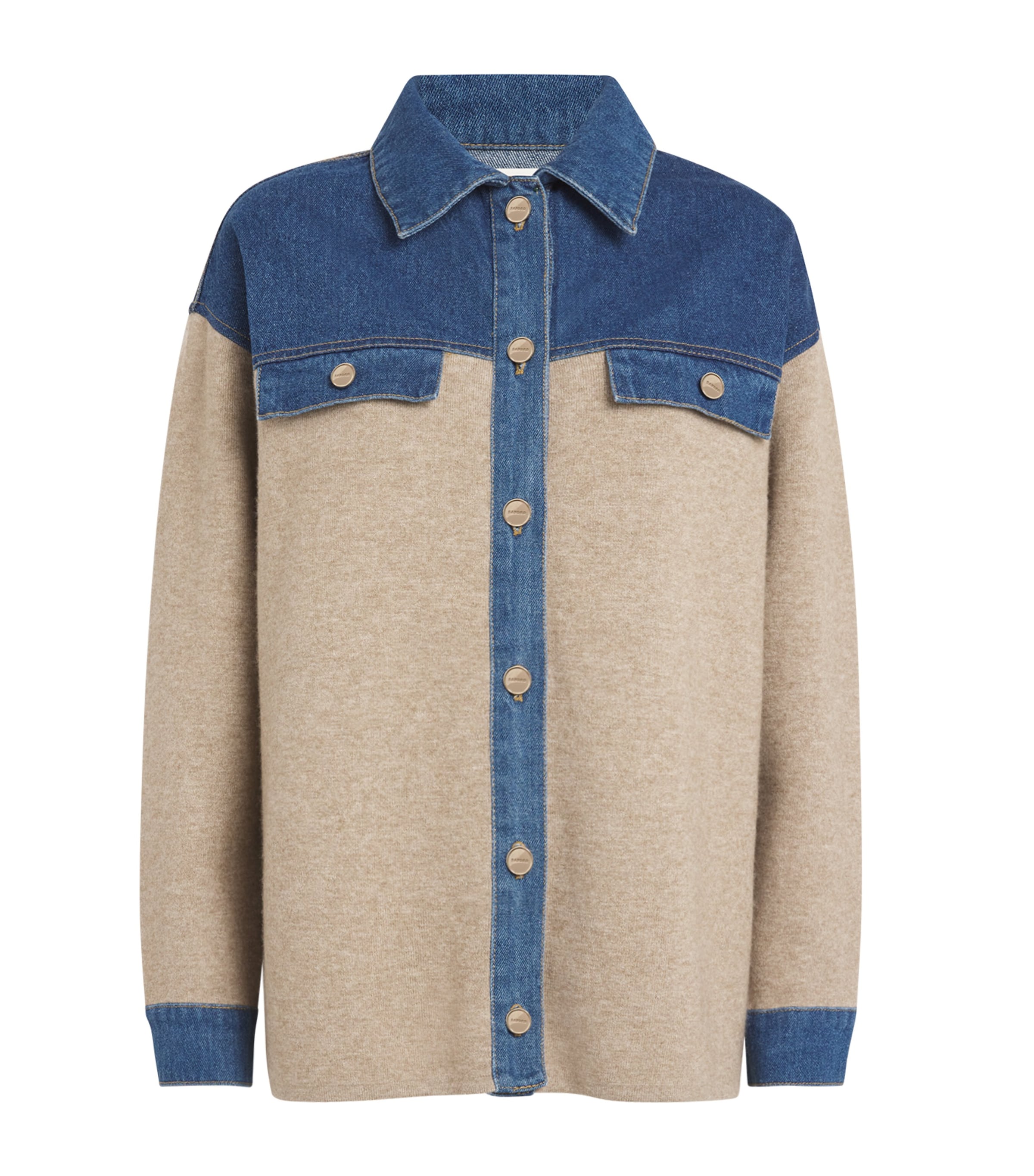 SANDRO DENIM KNITTED SHIRT JACKET