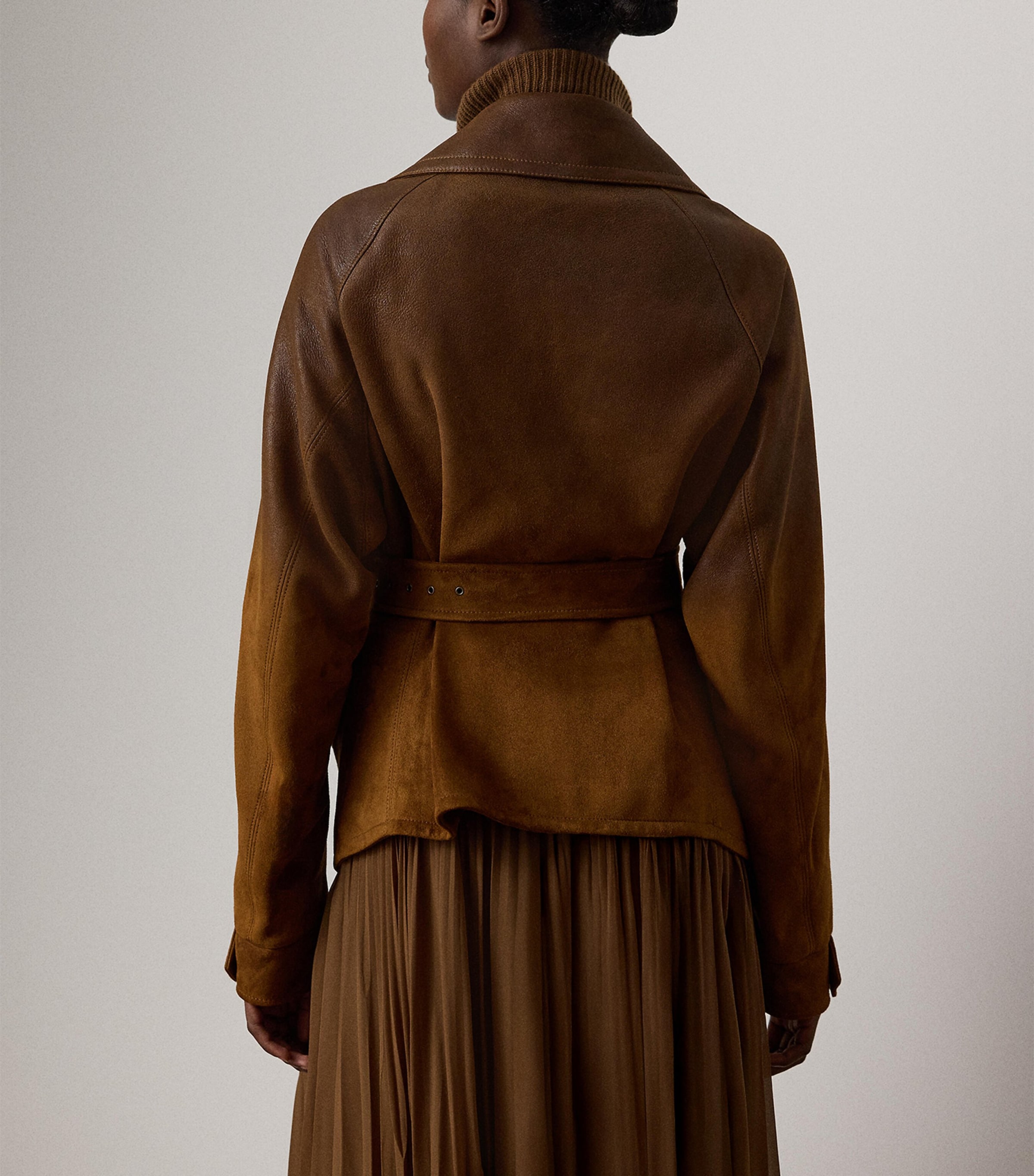 Lamsbkin Eldridge Moto Jacket DISTRESSED BROWN Image 3