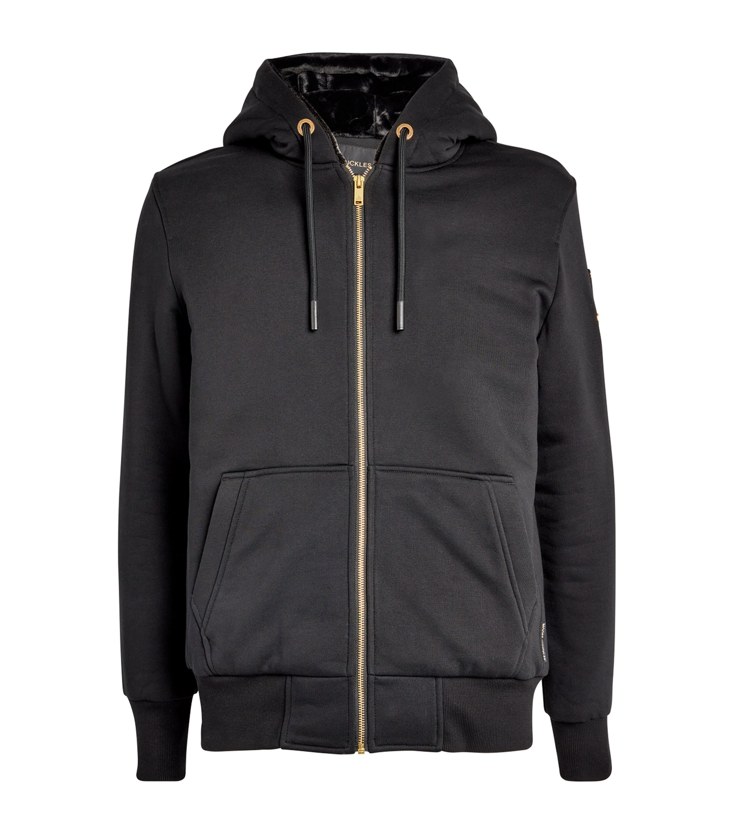 Moose Knuckles Linden Bunny Zip-up Hoodie In Black