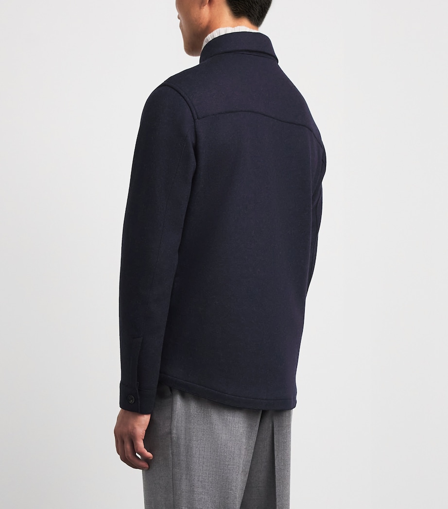 Maurizio Baldassari Mens Virgin Wool-Blend Overshirt Night Shadow Blu Image 5