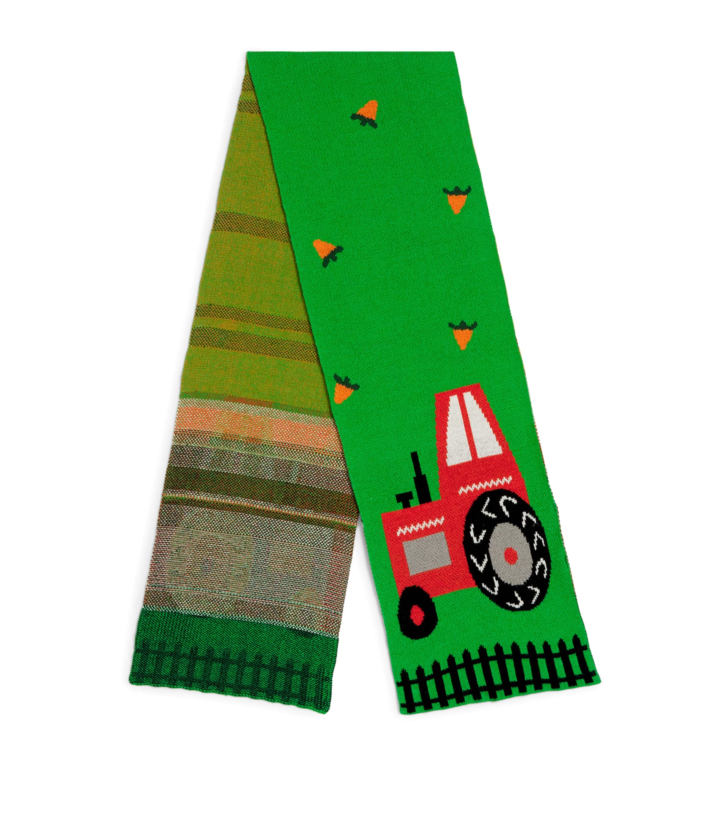 Shop Stella Mccartney Organic Cotton-wool Tractor Scarf In Green