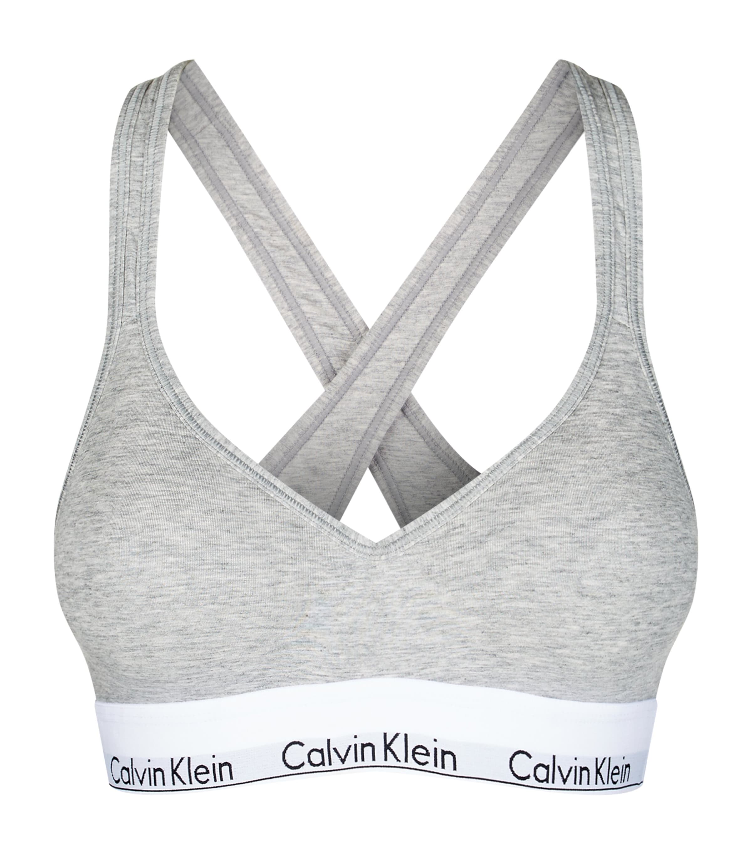 Calvin Klein Plus Modern Cotton Unlined Racerback Bralette In Grey
