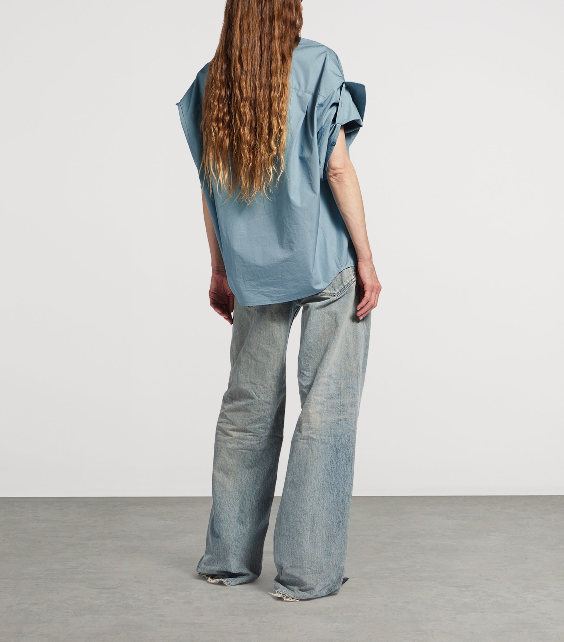 Cotton Tucked Sleeve Shirt 1463 Image 3