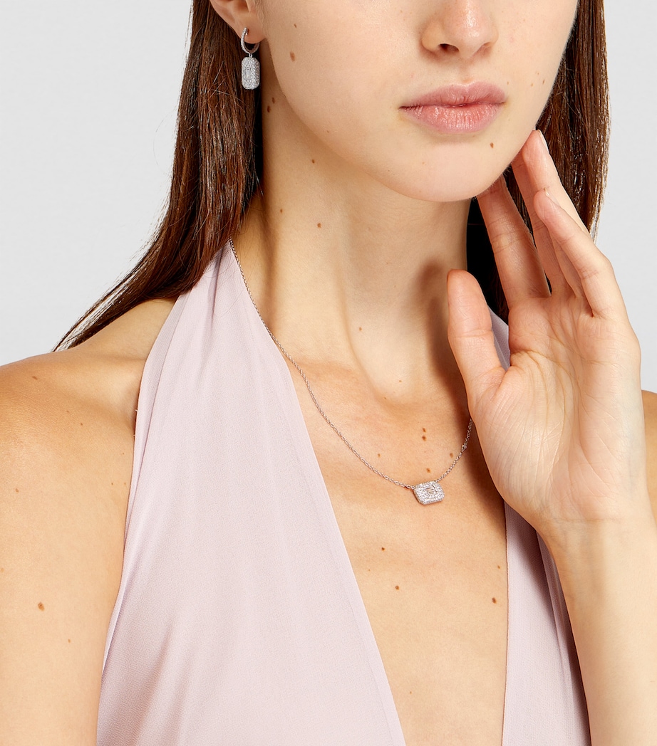 White Gold and Diamond New Modern Drop Earrings WHITE GOLD Image 4