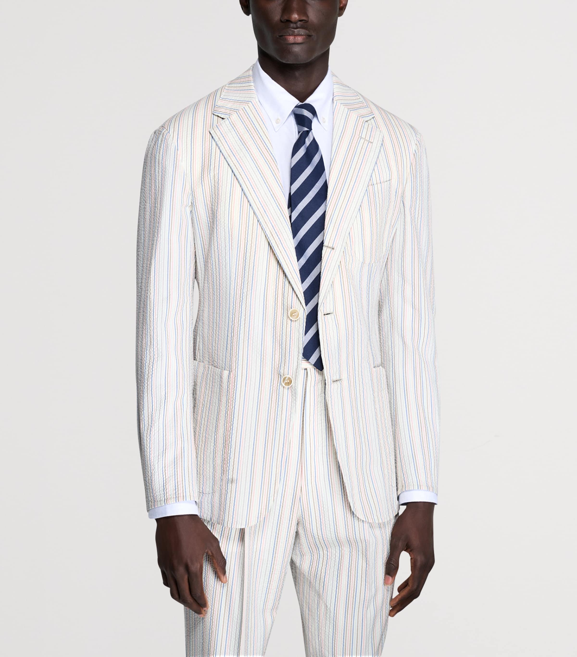 Dunhill Mens Wool-Silk Stripe Cavendish Blazer Image 2