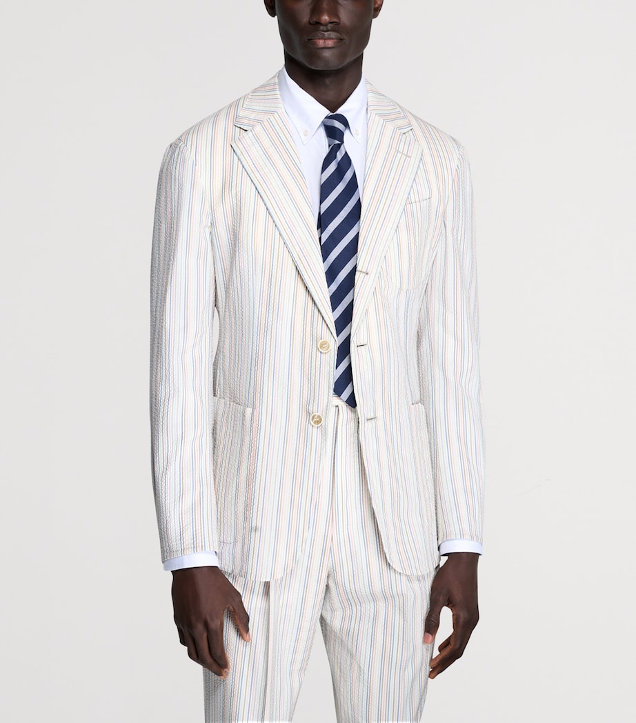 Dunhill Mens Wool-Silk Stripe Cavendish Blazer Image 2
