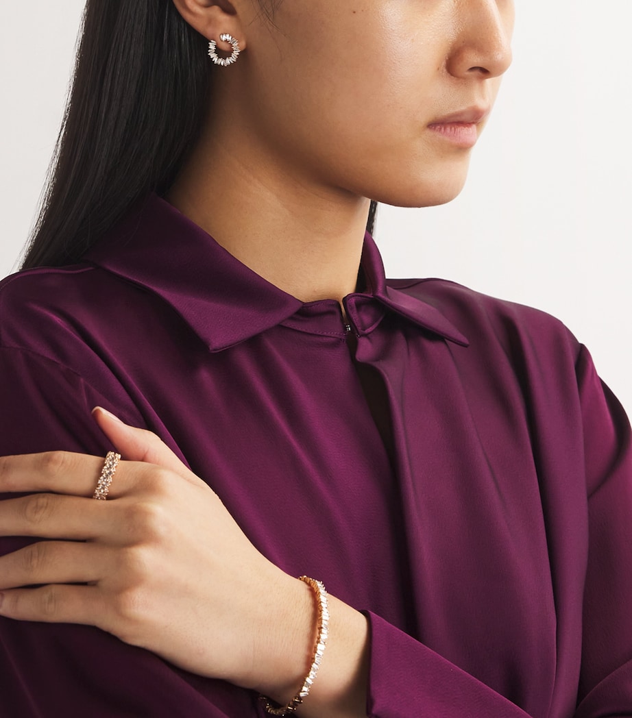 Suzanne Kalan Rose Gold and Diamond Classic Mini Sideways Hoop Earrings Rg/wd Image 5