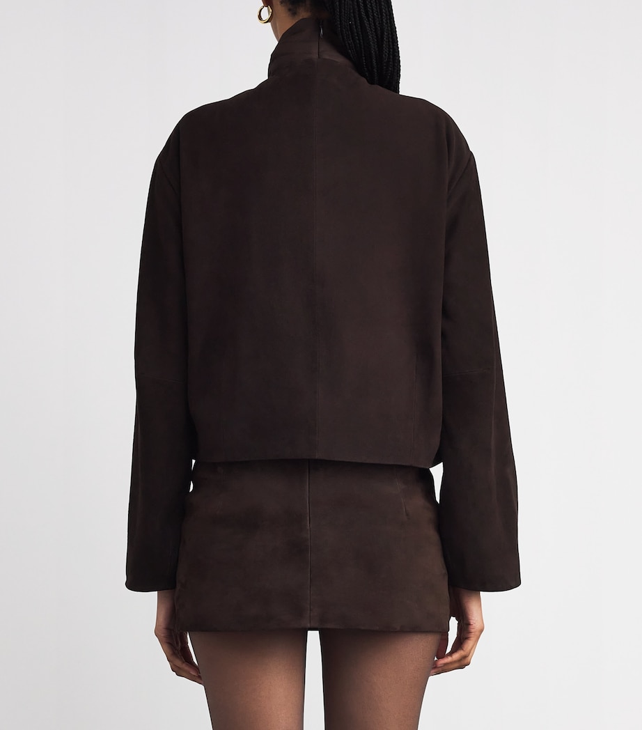 Suede Utility Cocoon Bomber Jacket COFFEE Image 4