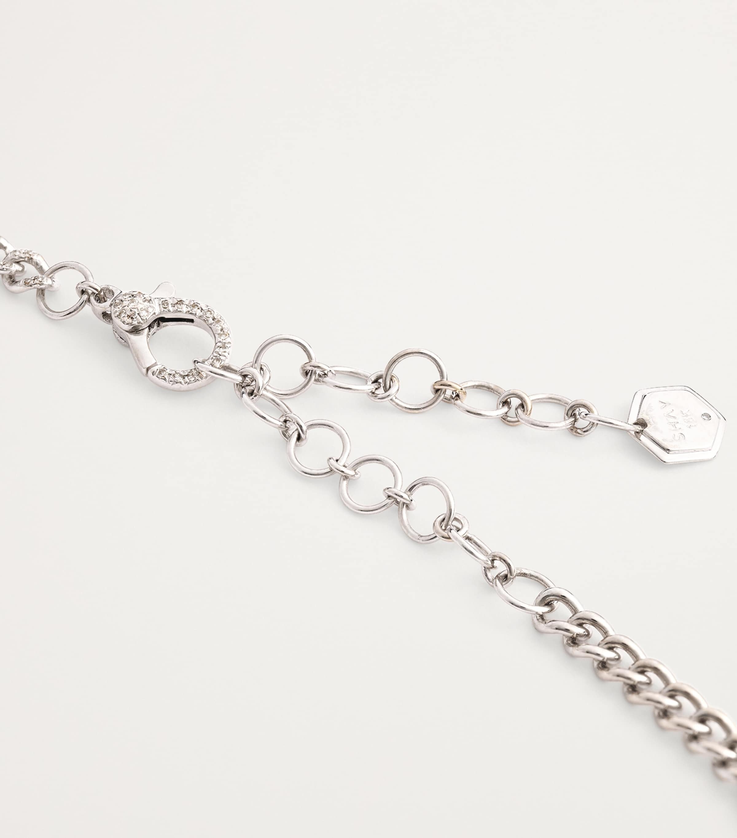 White Gold and Diamond Baby Link Choker Necklace WHITE GOLD Image 5