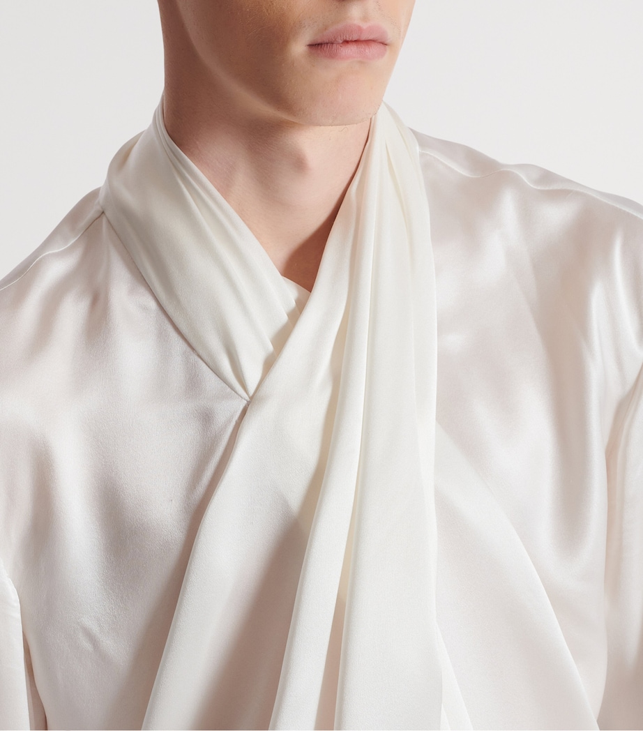 Silk Crossover-Neck Shirt 0FA BLANC Image 4