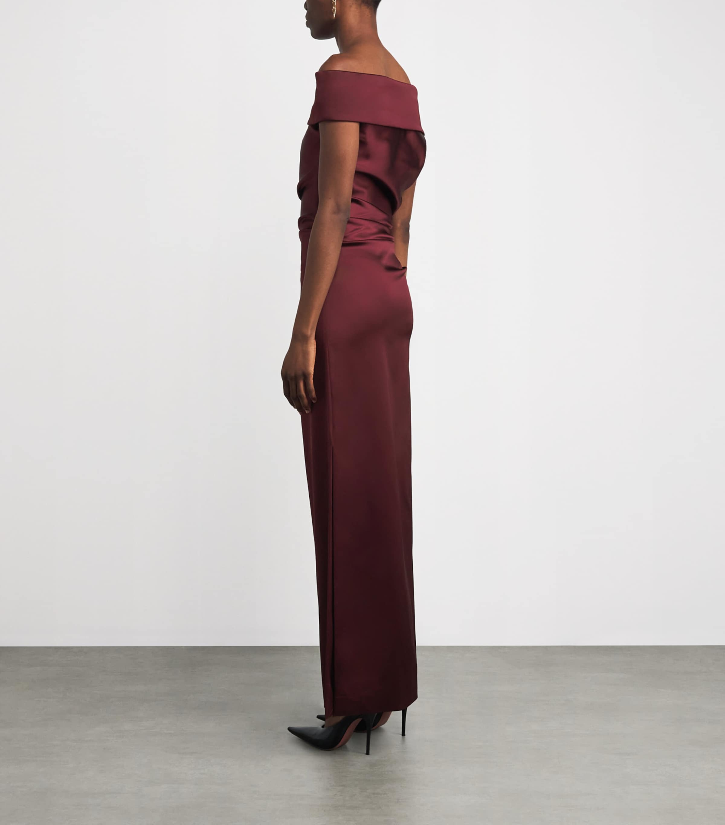 Stretch-Satin Maxi Dress RASPBERRY Image 3