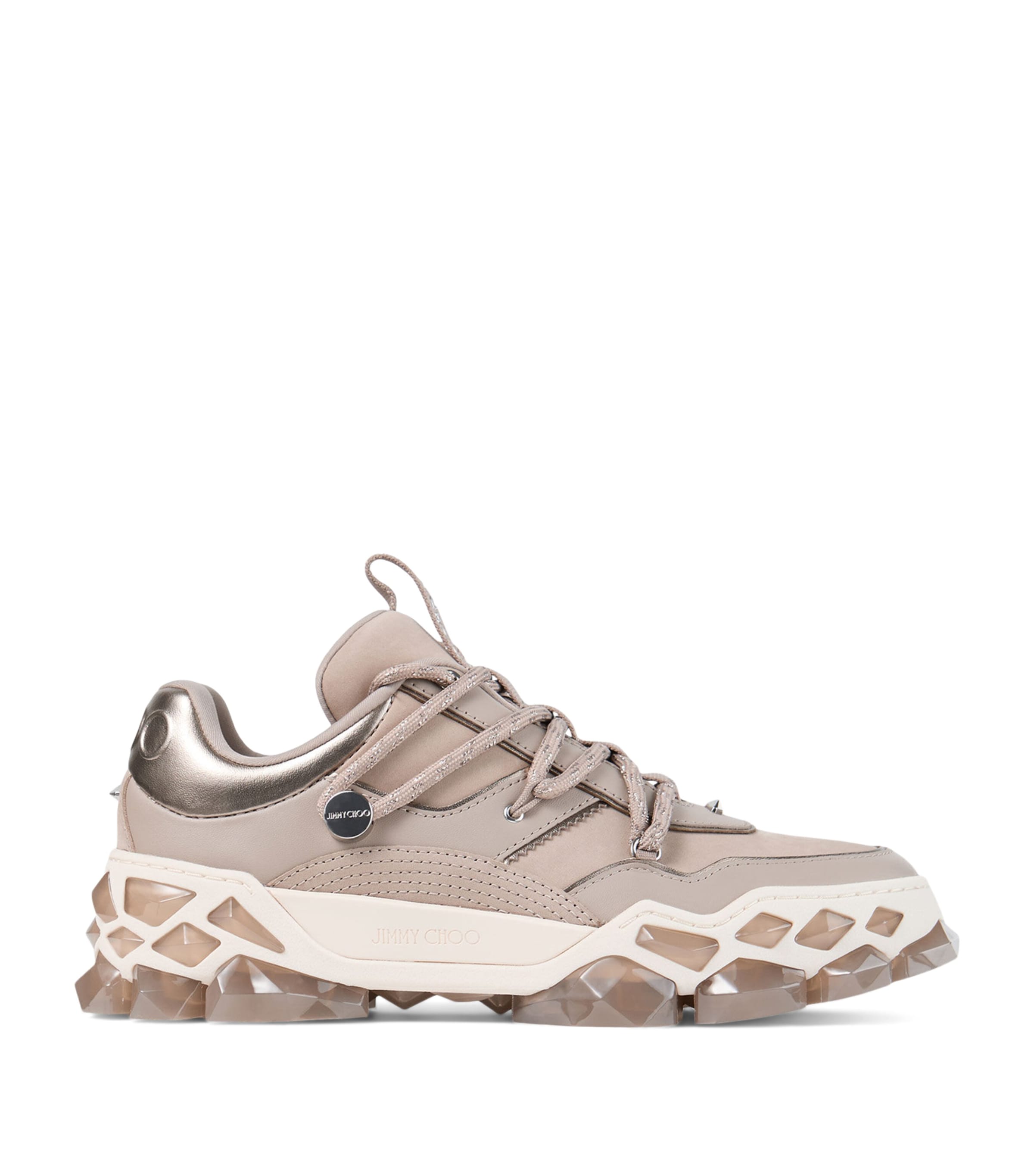 Jimmy Choo Diamond X Leather Sneakers In Brown