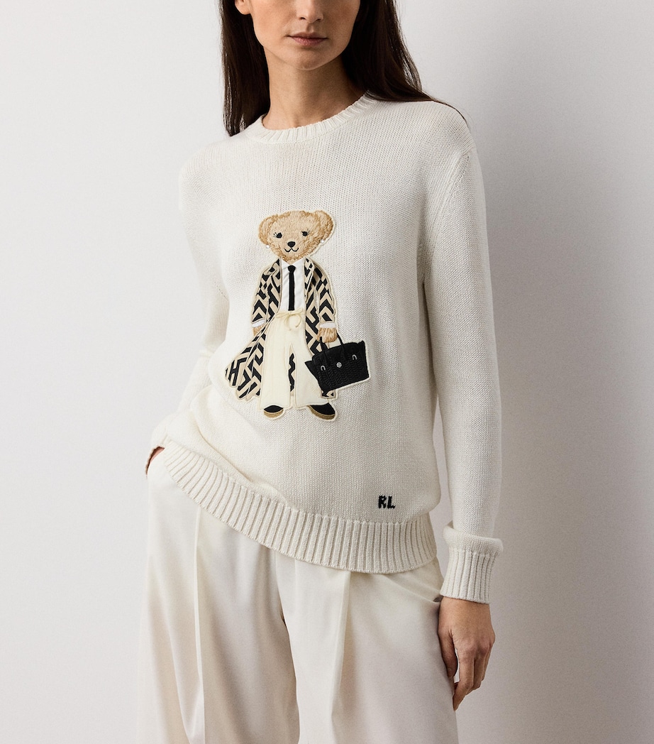 Ralph Lauren Collection Womens Mulberry Silk Polo Bear Sweater Natural Image 5