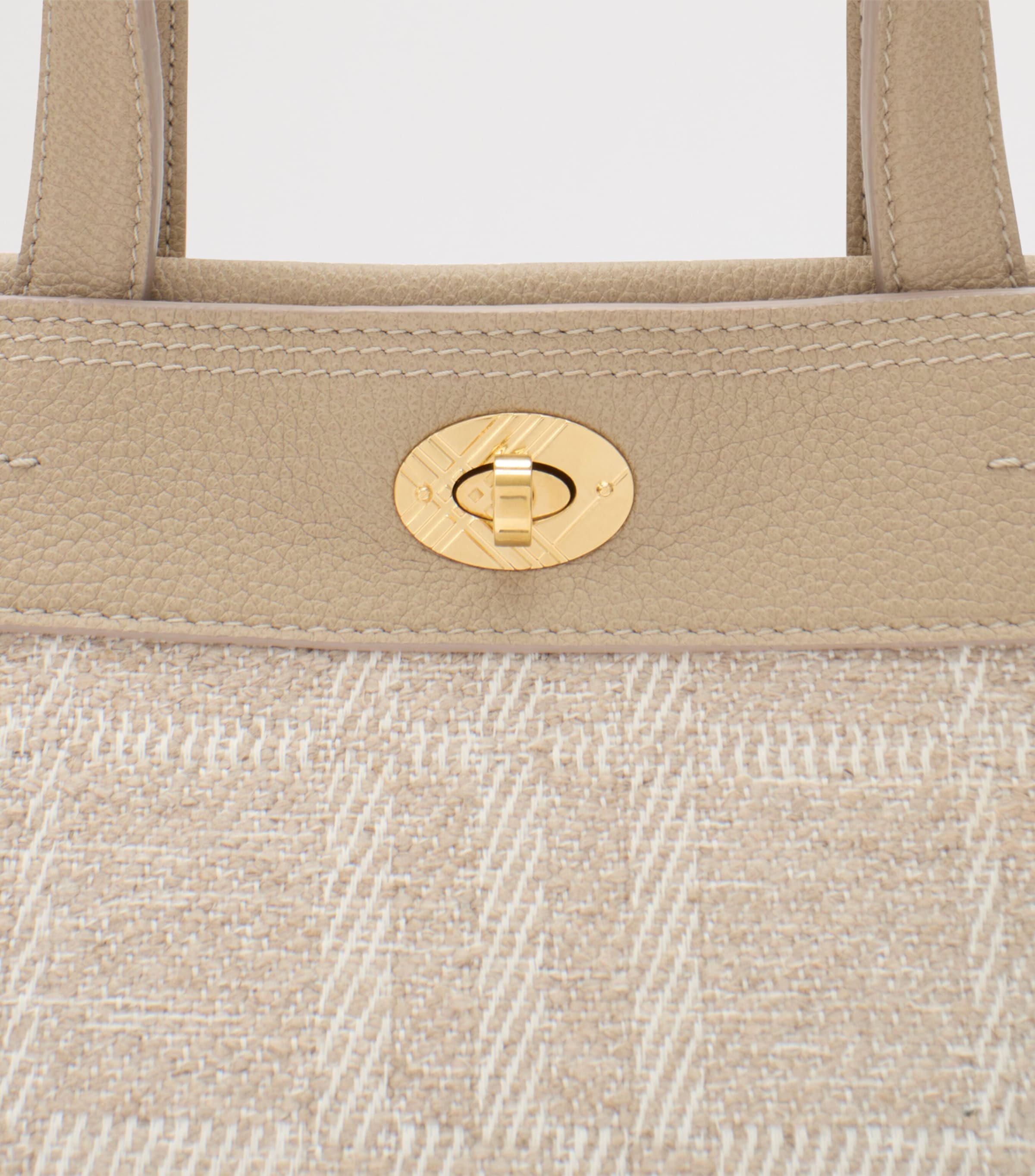 Burberry Small Linen-Cotton Cotswolds Tote Bag Natural Image 4
