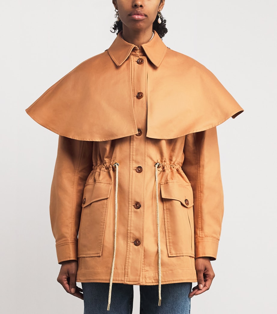 Cotton Cape-Overlay Devon Coat ALPACA Image 3