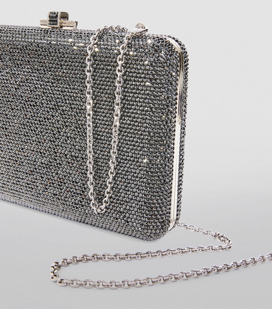 Judith Leiber Crystal-Embellished Slim Slide Clutch Bag Silver Hematite Image 3