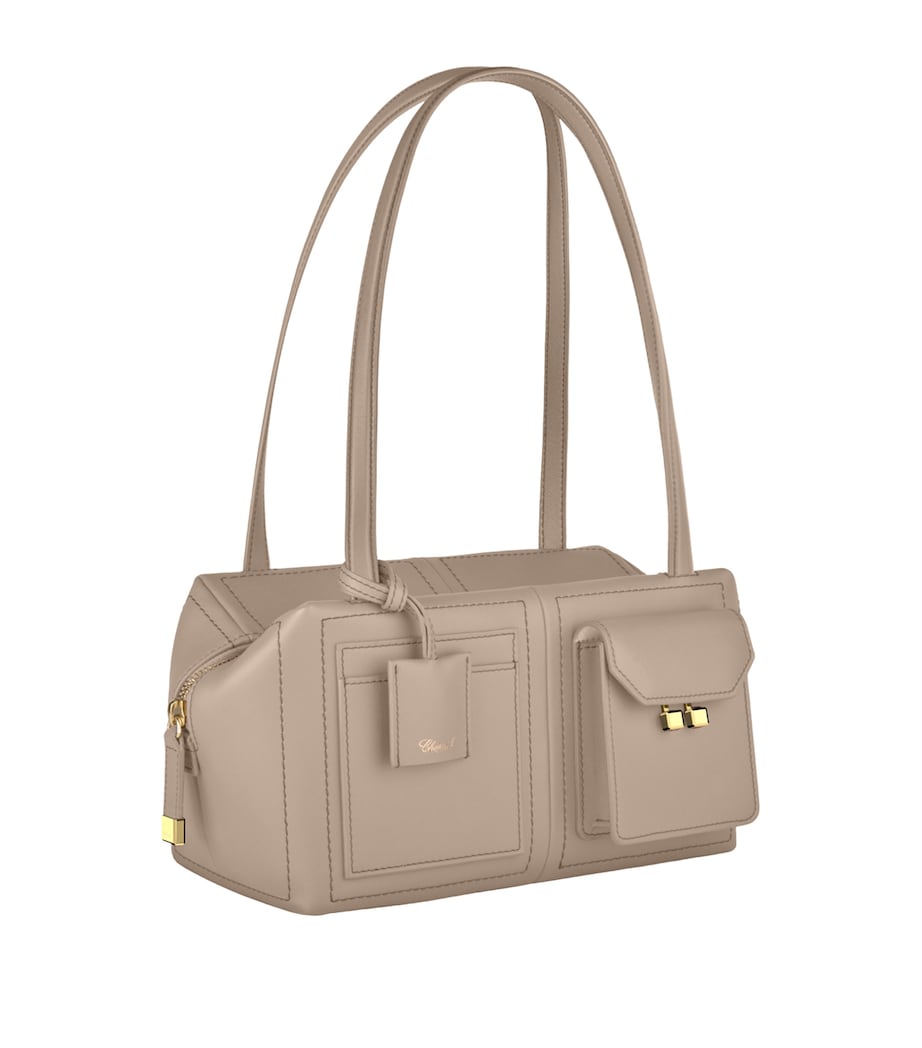 Leather Ice Cube Shoulder Bag GREIGE Image 3