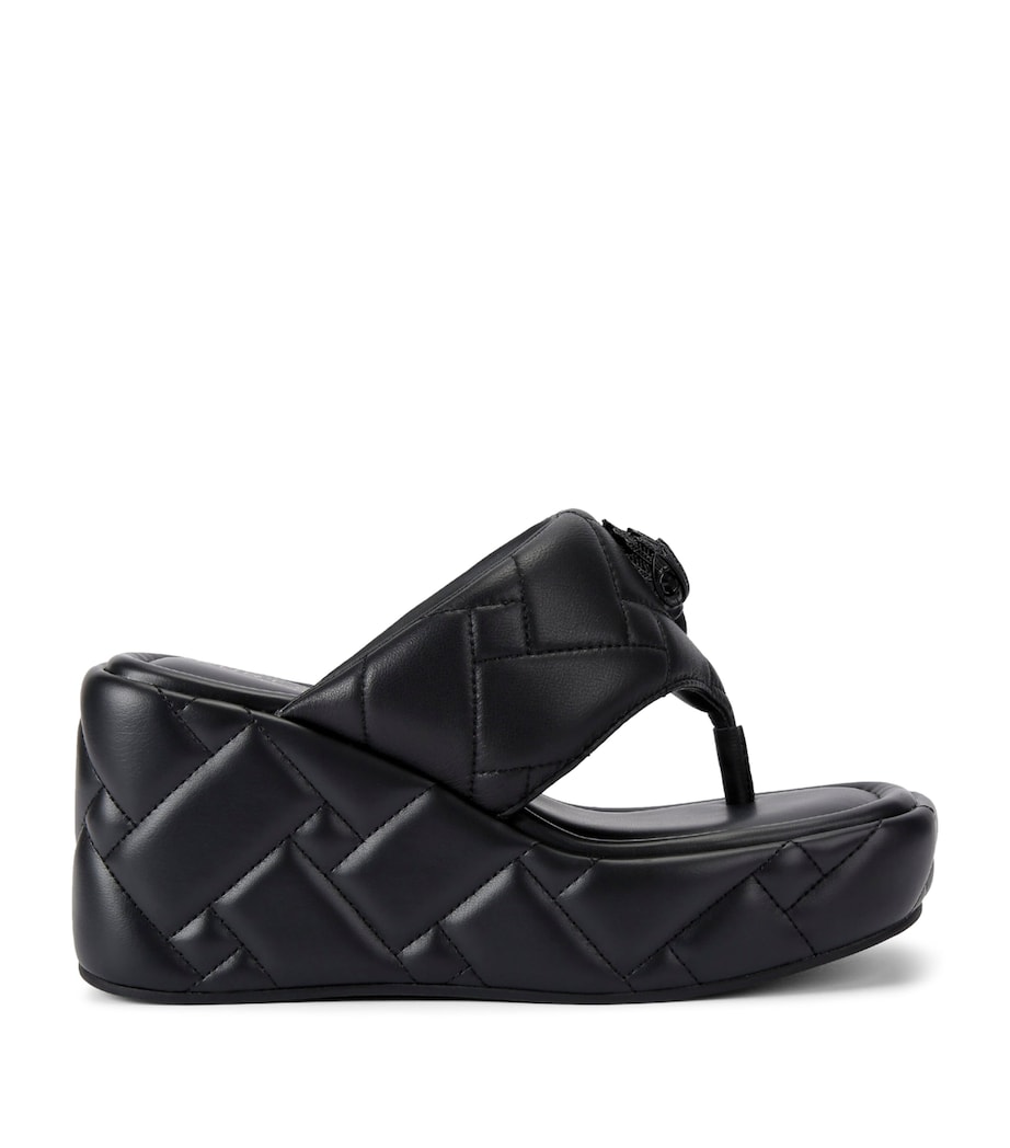 Leather Kensington Puff-Wedge Sandals BLACK Image 1