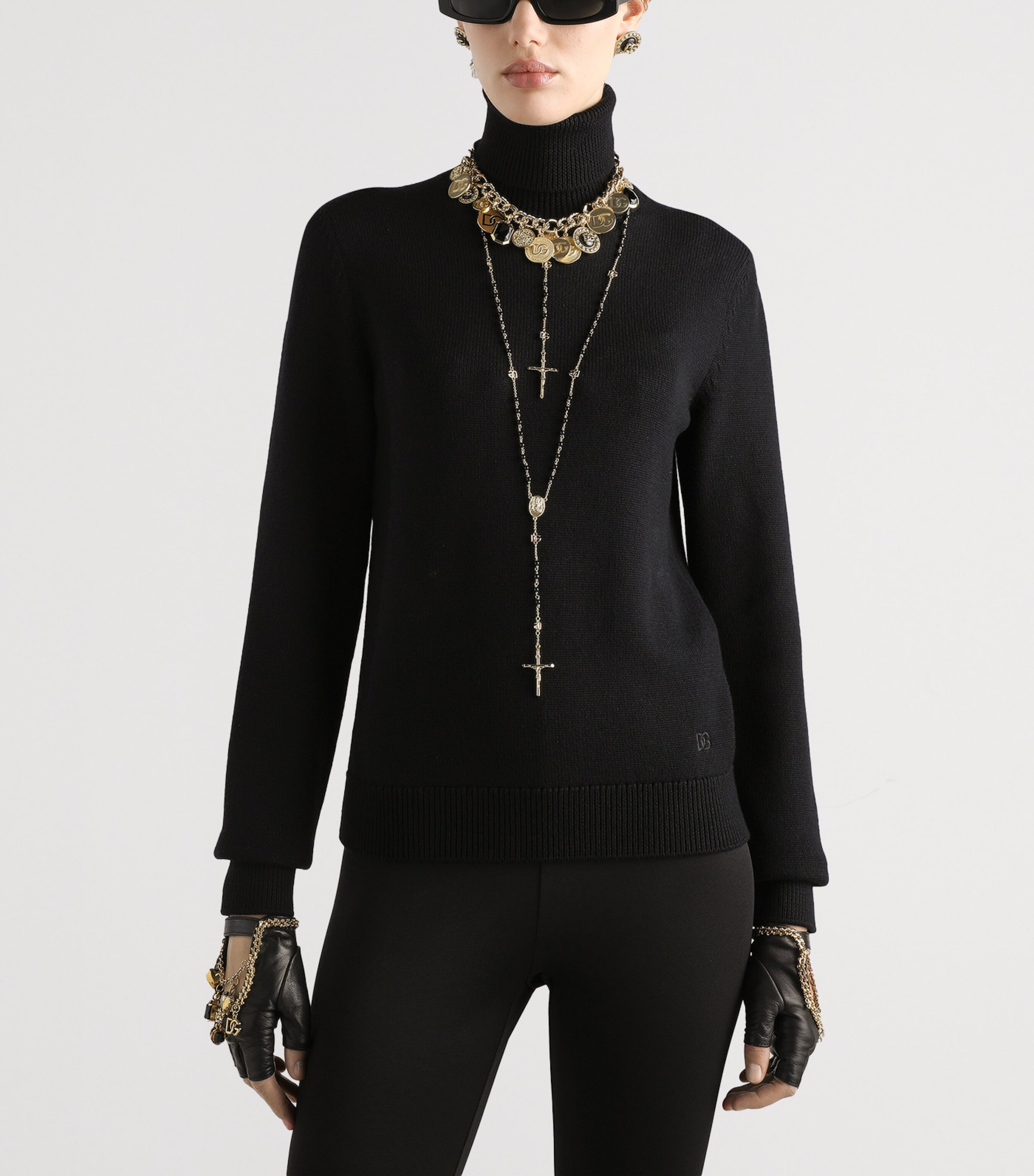 Virgin Wool Rollneck Sweater N0000-BLACK Image 2