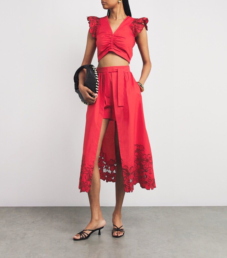 Embroidered Crop Top RED Image 2