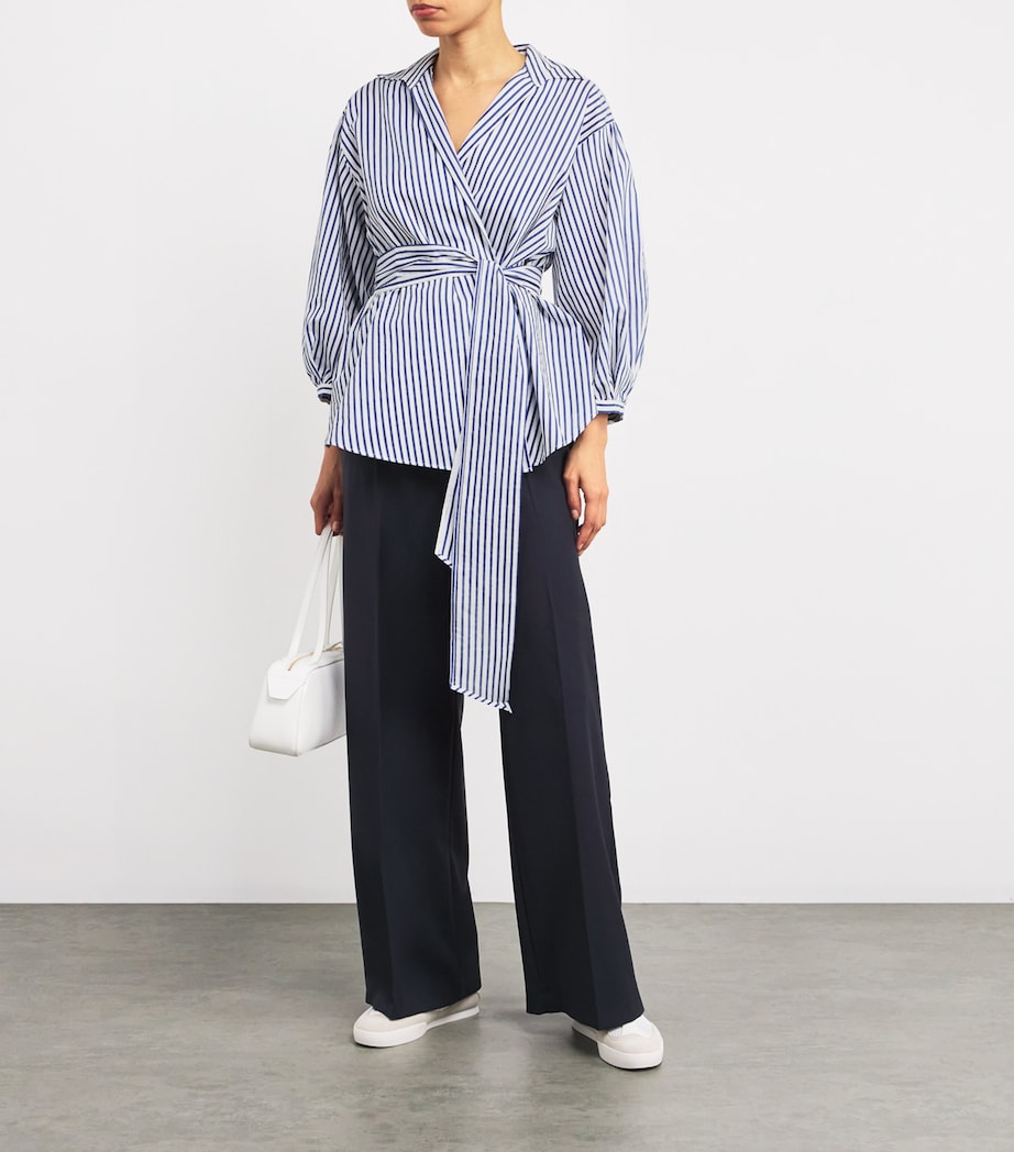 Cotton-Silk Striped Shirt CORNFLOWER BLUE Image 2