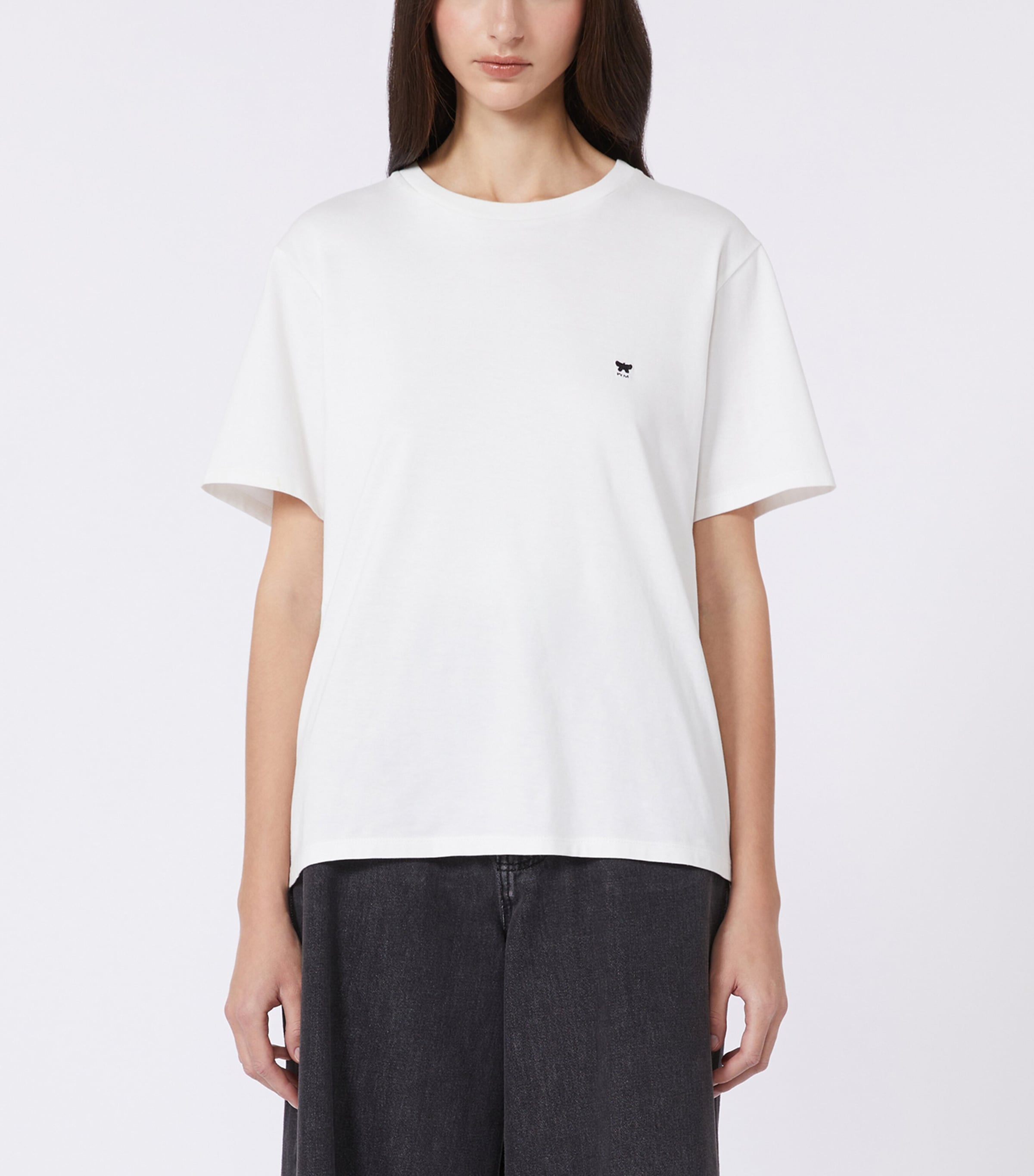 Weekend Max Mara Womens Cotton Embroidered T-Shirt Optical White Image 2