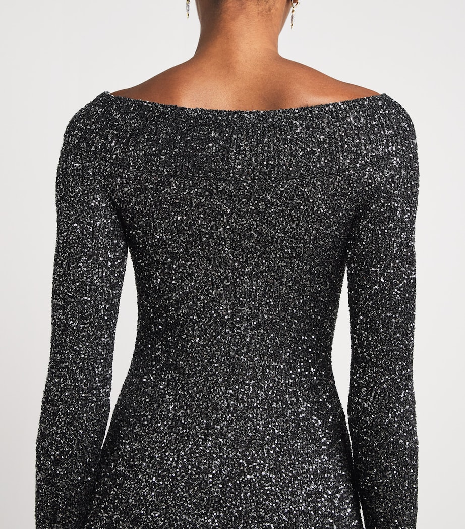 Sequin Off-The-Shoulder Gown 1000 BLACK Image 5