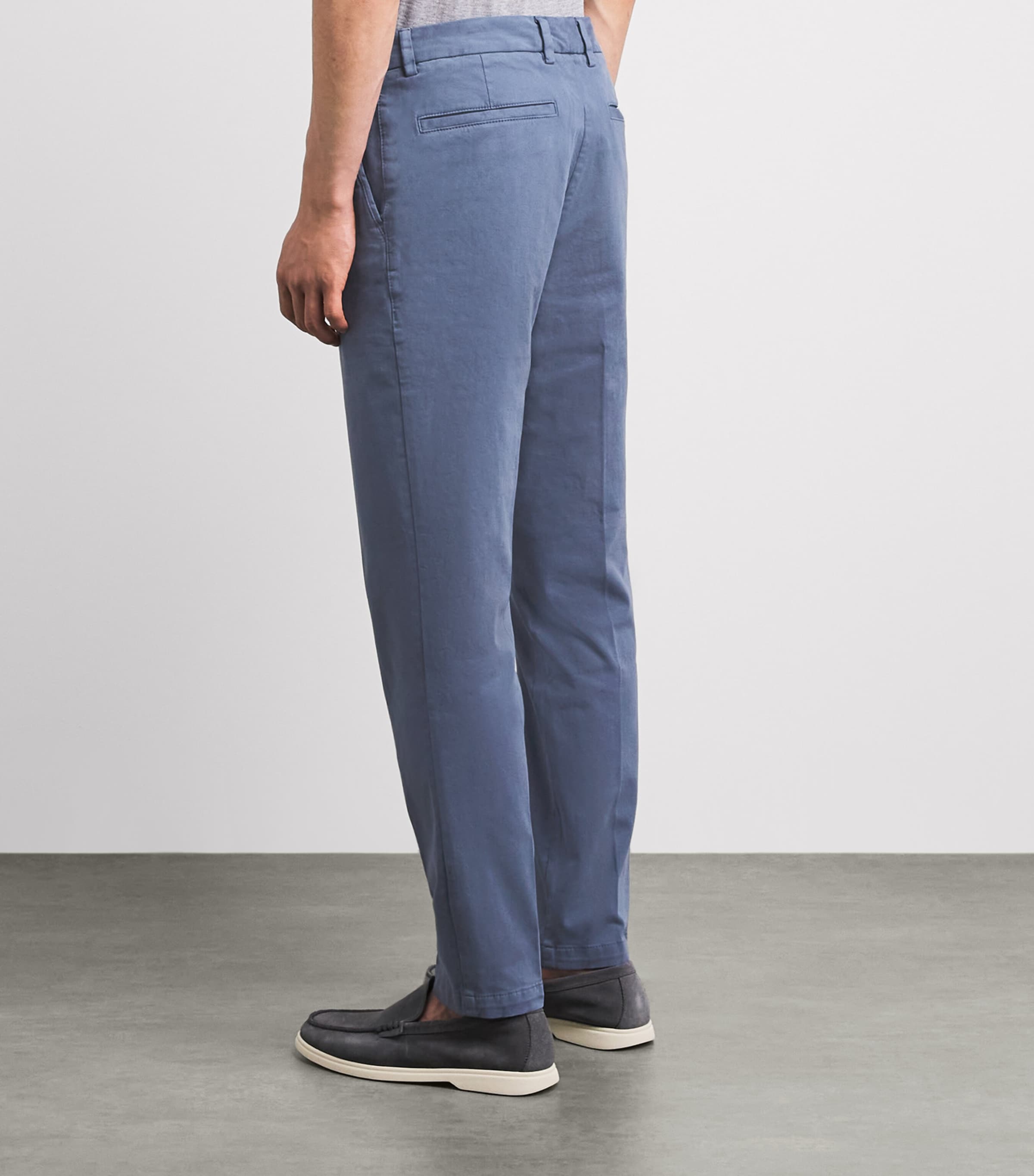 BOSS Mens Stretch-Cotton Straight Trousers Open Blue Image 5