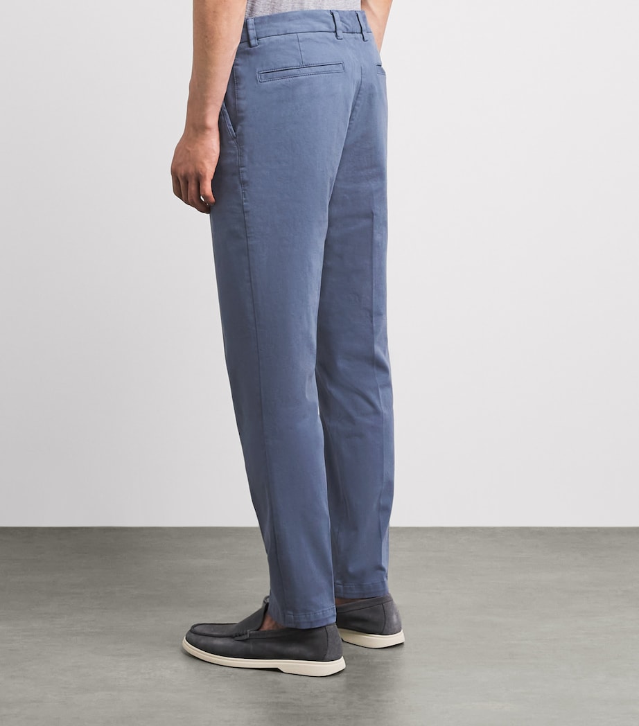 BOSS Mens Stretch-Cotton Straight Trousers Open Blue Image 5