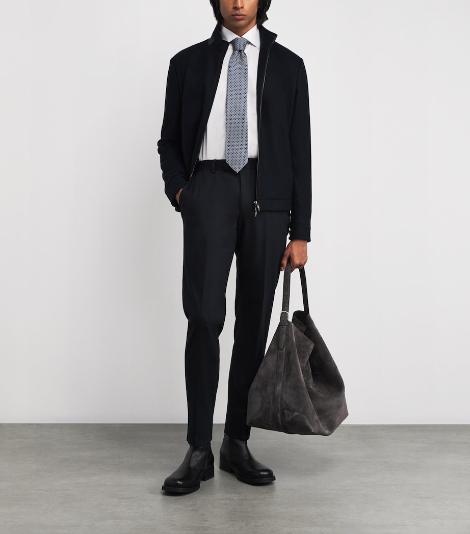 Silk Dotted Tie NAVY BLUE Image 3