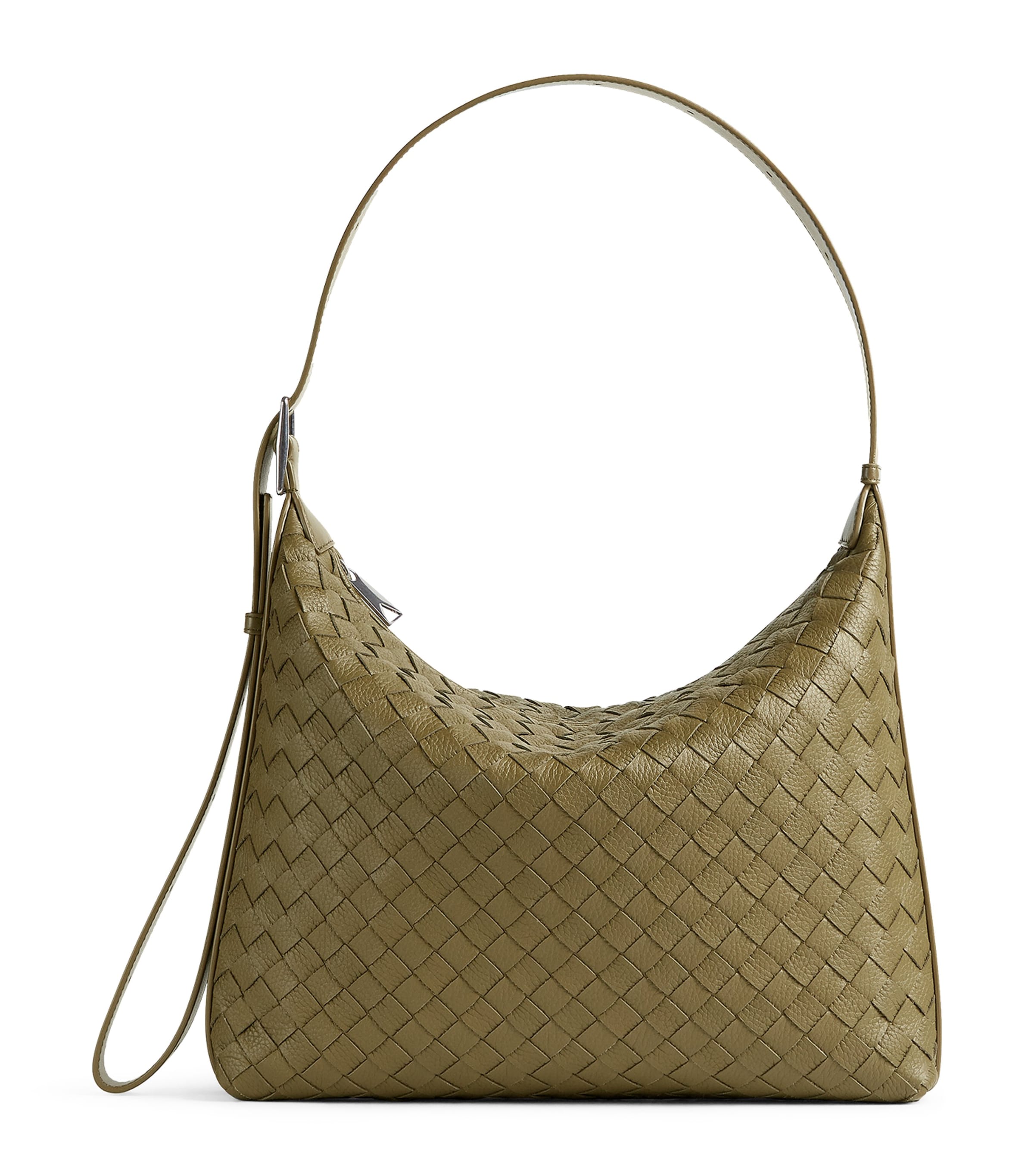 Bottega Veneta Grey Small Leather Intrecciato Traveler Bag