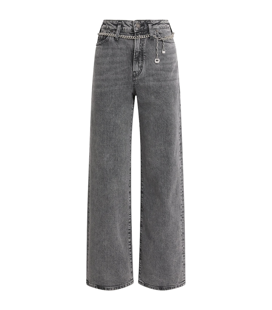 Maje Womens Belted Wide-Leg Jeans Grey Image 1