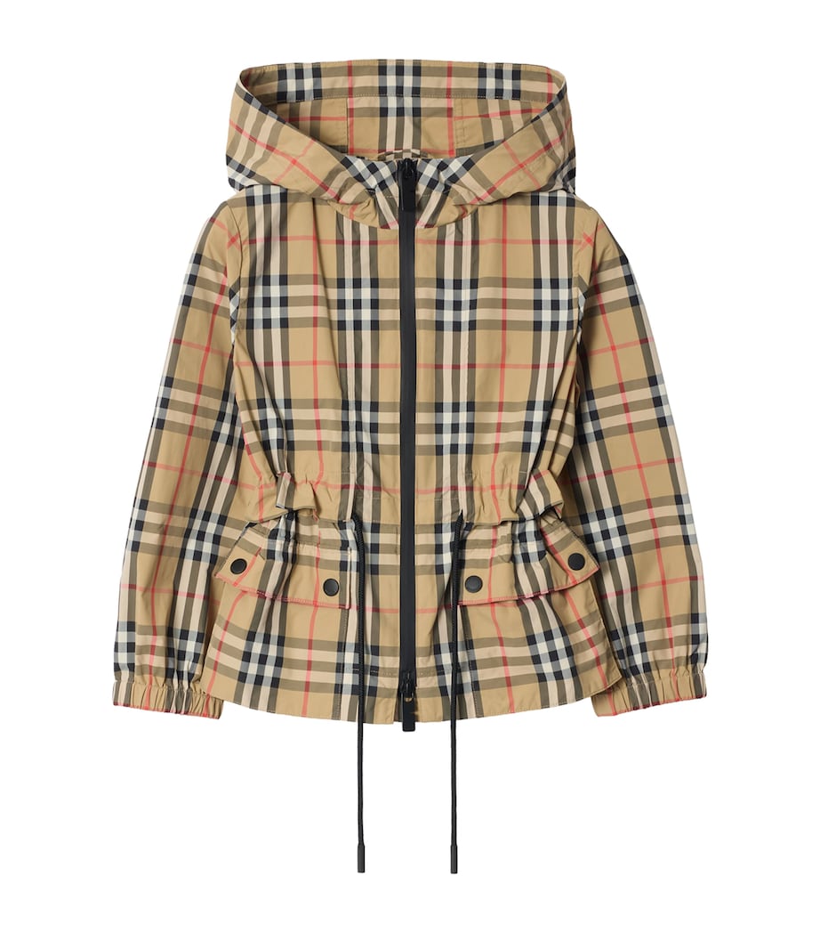 Burberry Kids Nylon Check Hooded Jacket (3-12 Years) Sand Ip Check Image 1