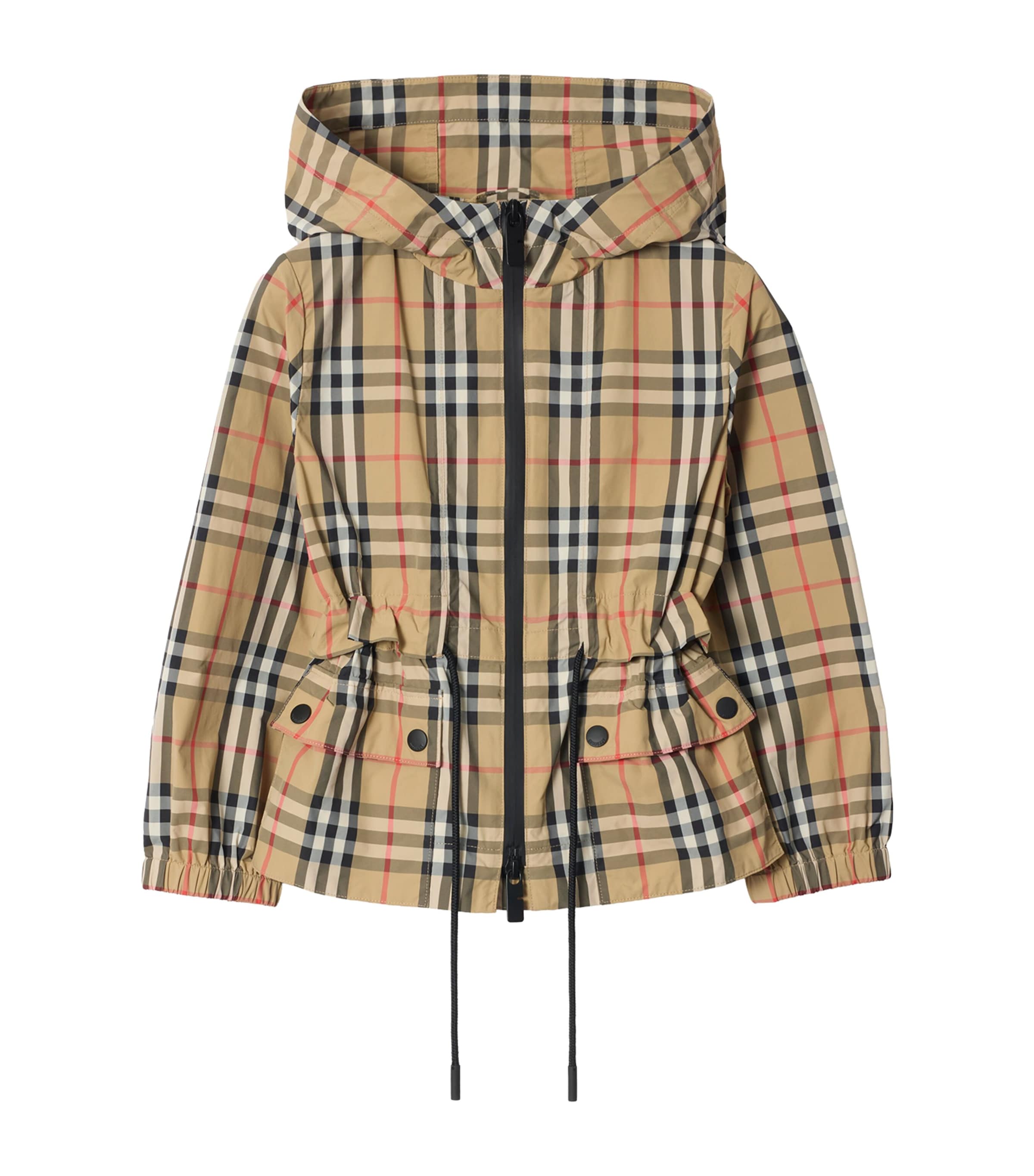 Burberry Kids Neutral Nylon Check Hooded Jacket (14 Years 