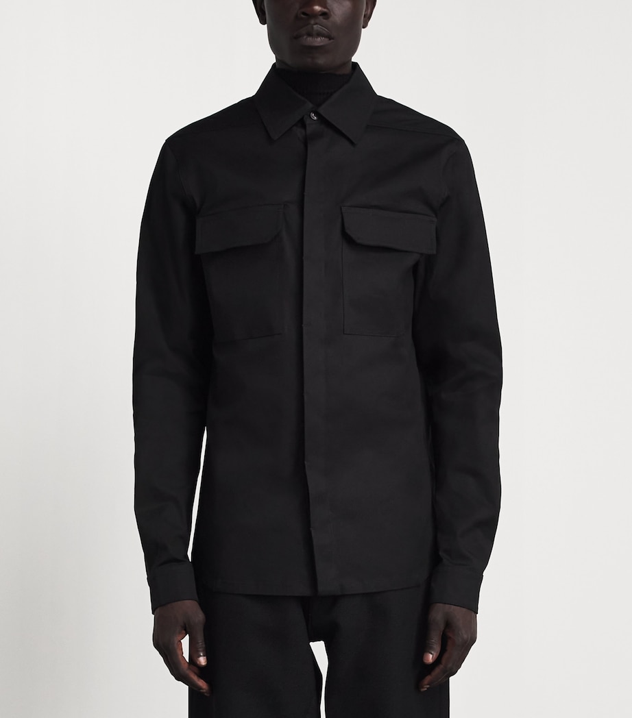 Rick Owens Mens Cotton Poplin Work Shirt Black Image 4
