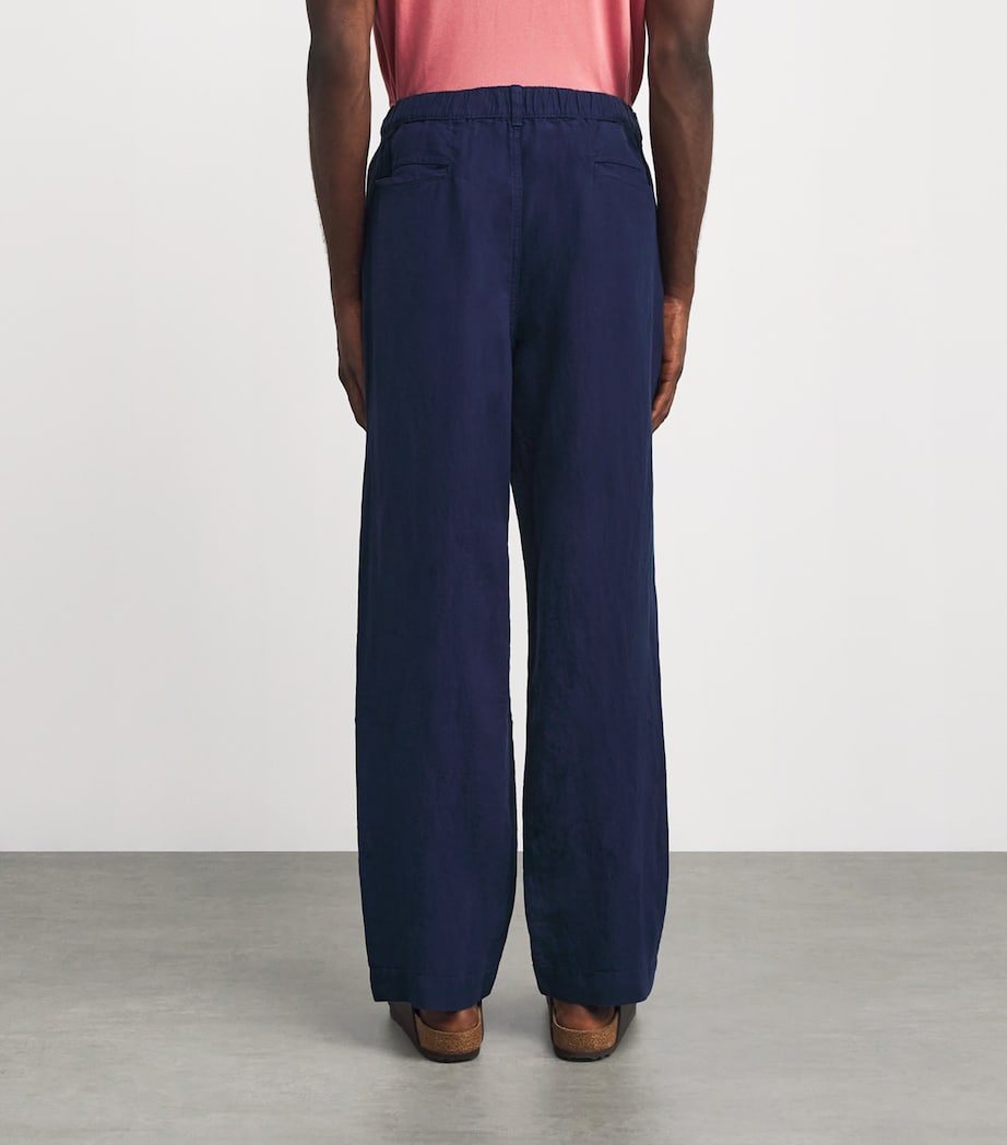 Linen Drawstring Trousers NAVY Image 4