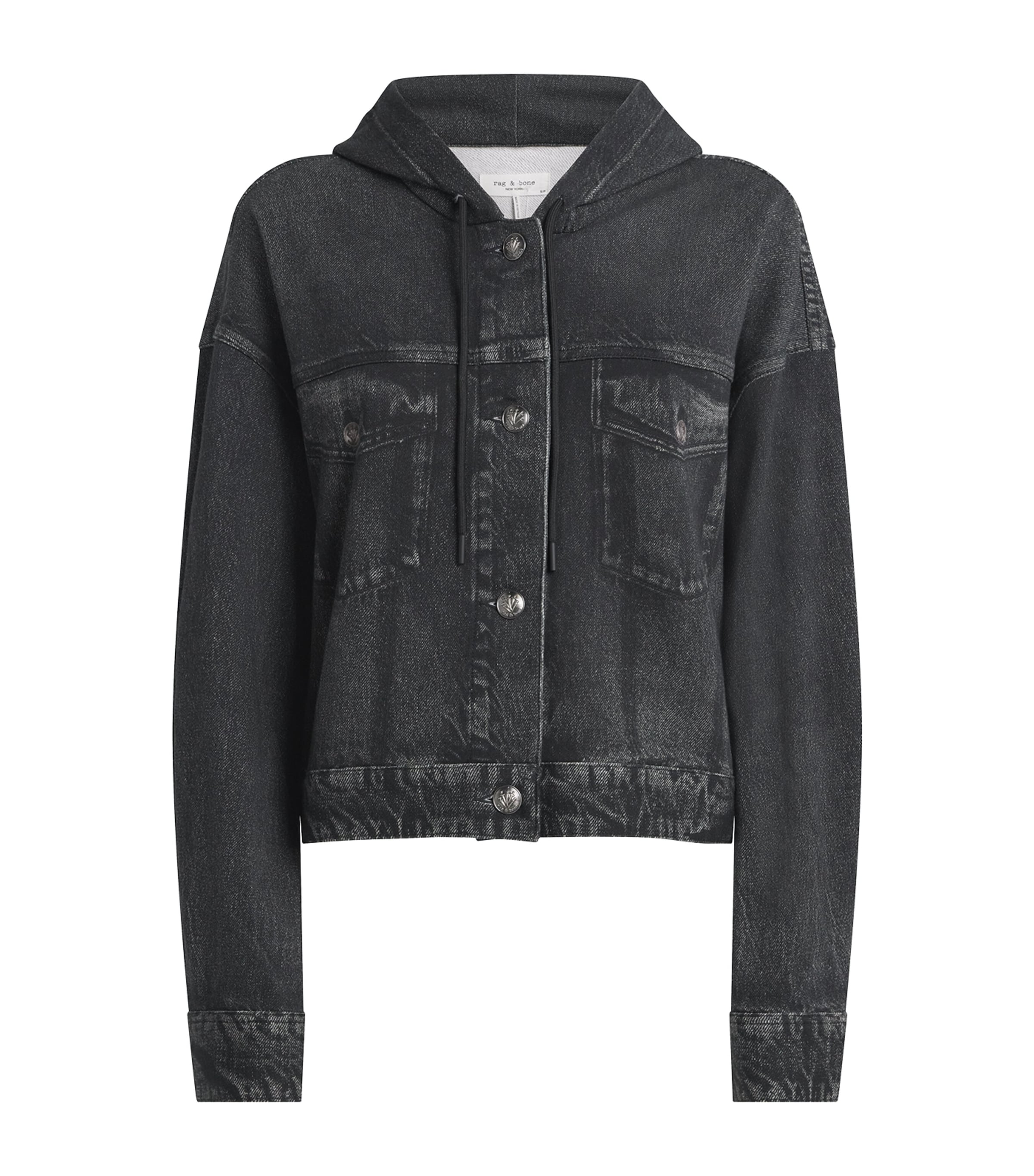 Rag & Bone Miramar Terry Hooded Trucker Jacket In Black