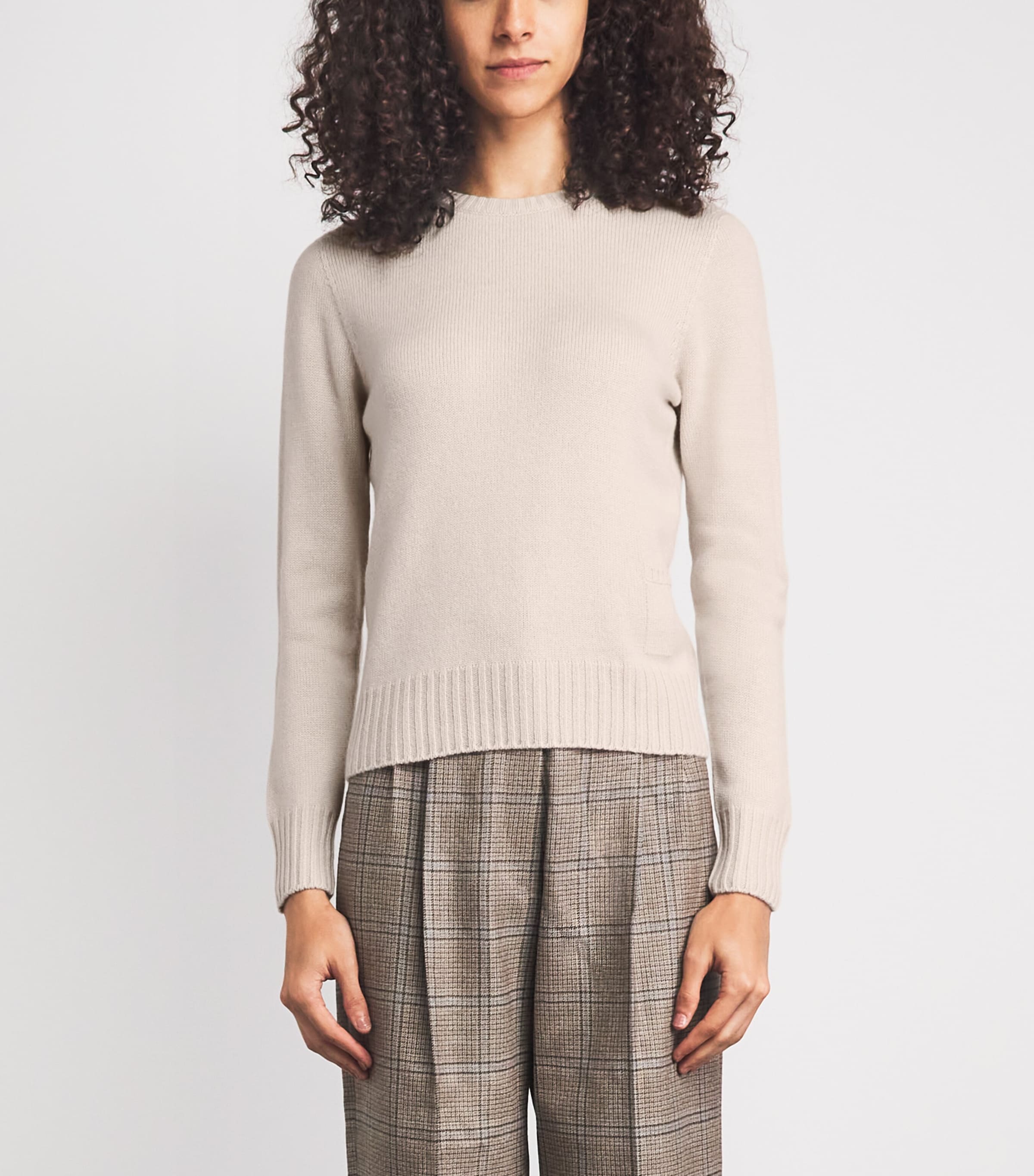 Agnona Womens Cashmere Lipstick Sweater Beige Greige Image 4