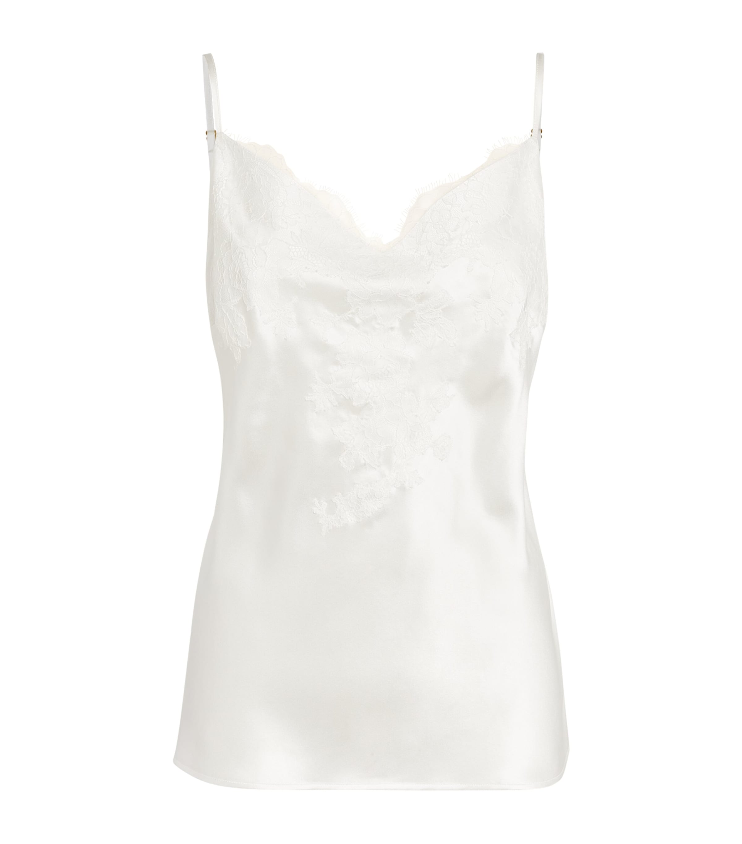 Shop Marjolaine Silk Lace-trim Baccarat Camisole In Ivory