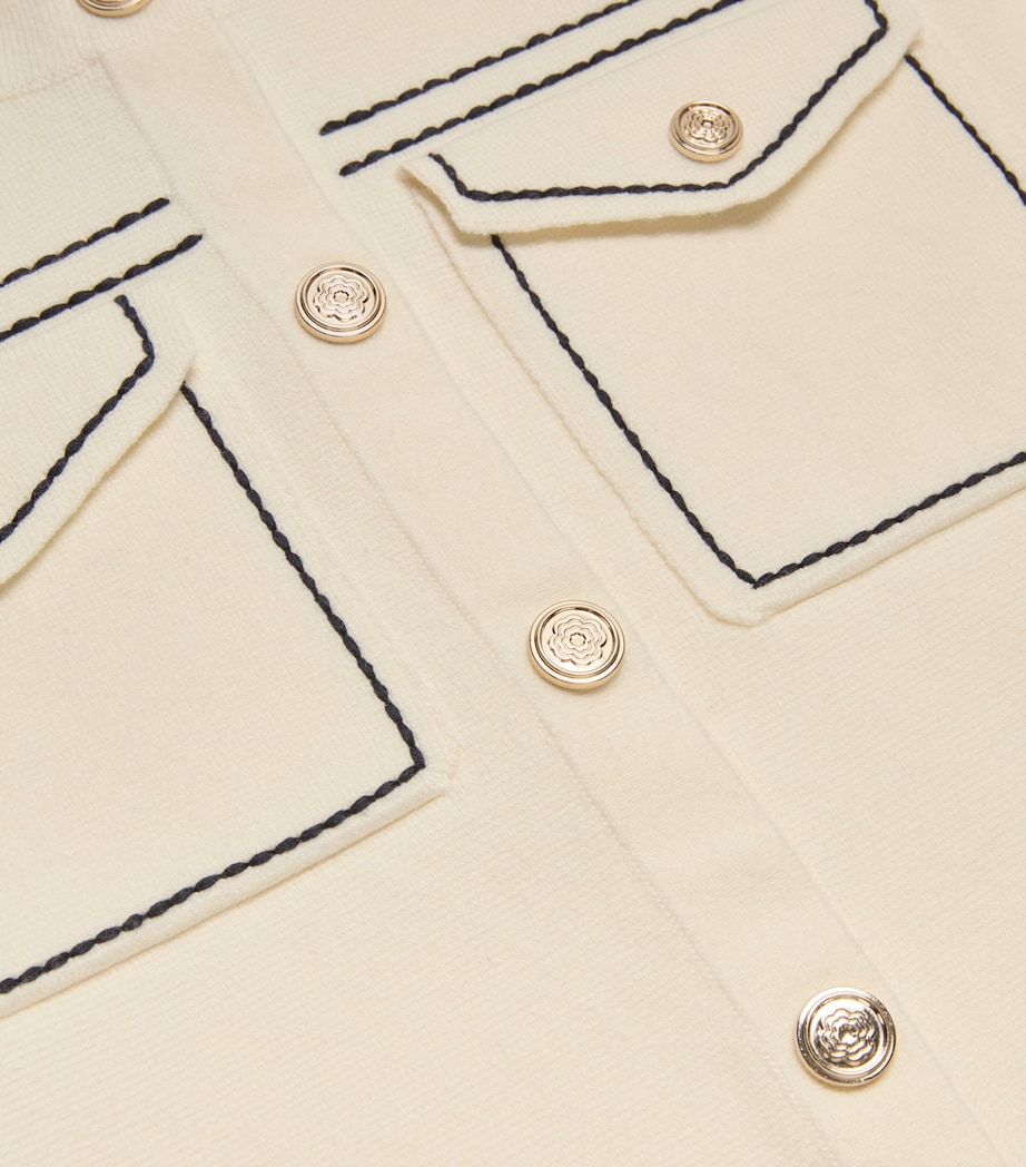 Topstitched Cropped Cardigan ECRU Image 2