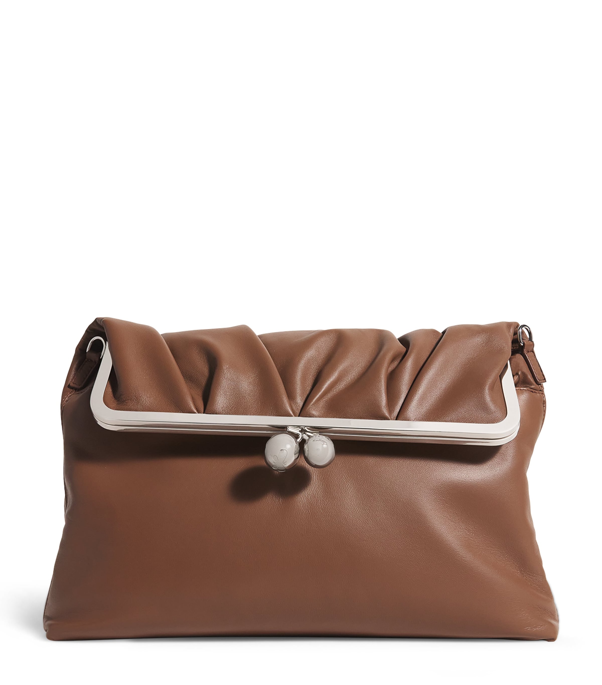 Weekend Max Mara Nappa Leather Pasticcino Clutch Bag In Brown