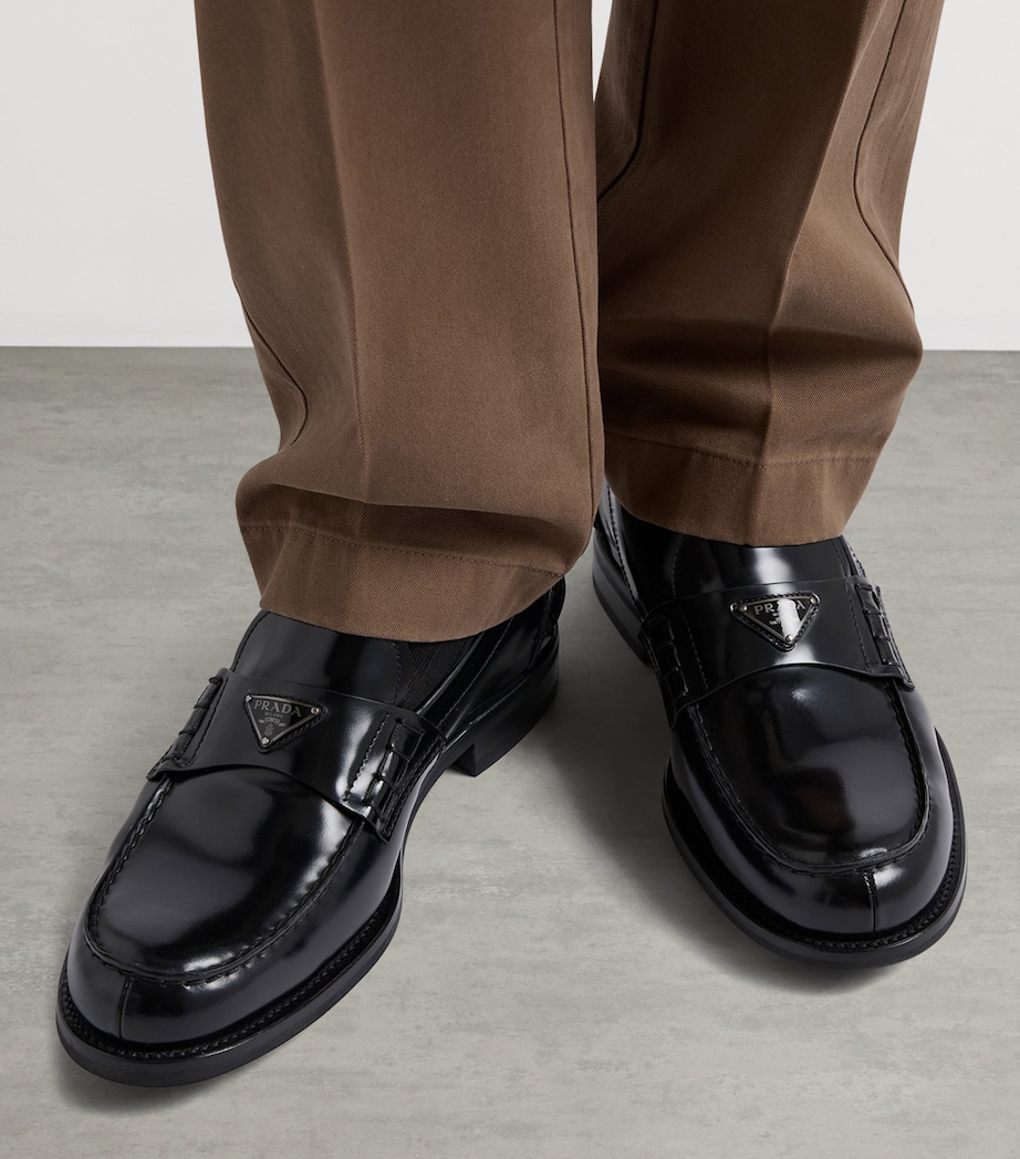 Prada Brushed Leather Loafers Black Image 8
