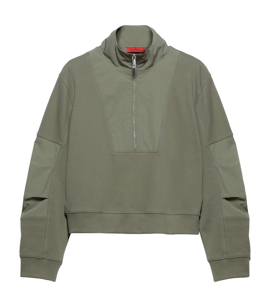 Cotton Jersey-Blend Half-Zip Sweatshirt SAGE Image 1